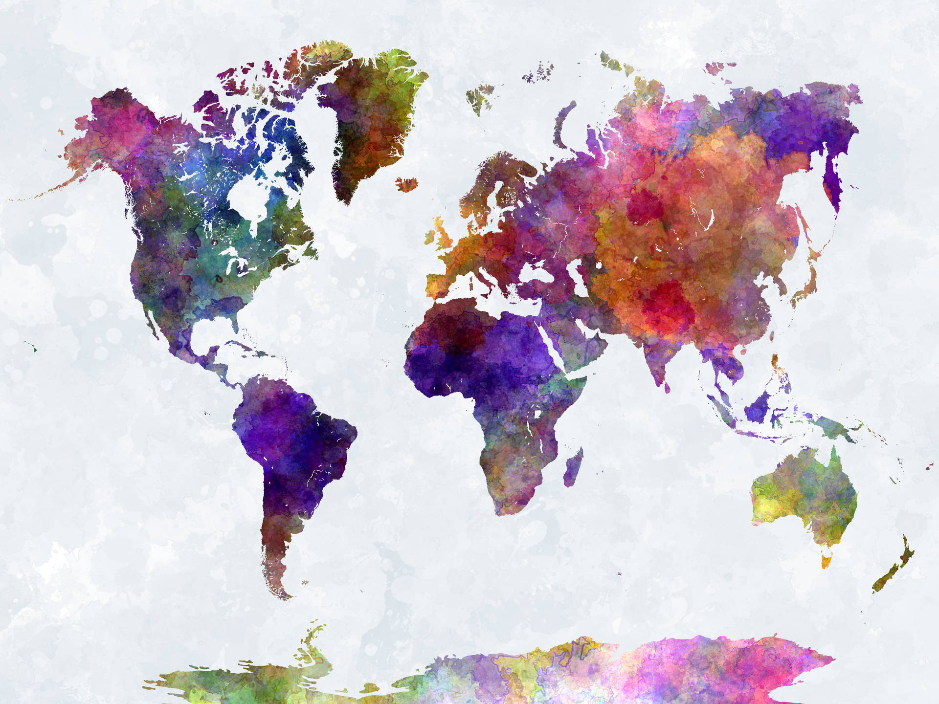 World Map 4k Dark Watercolors Background