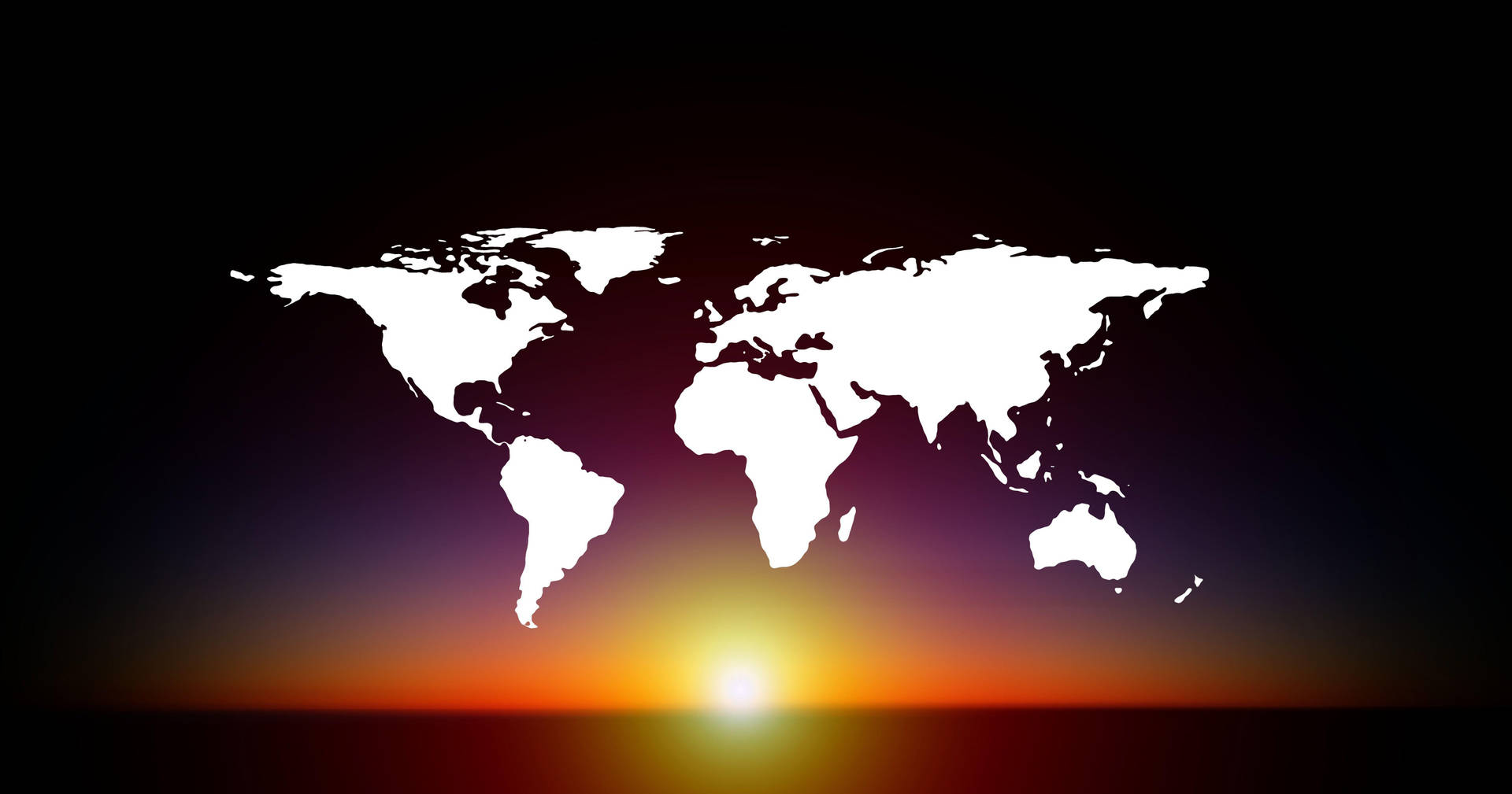 World Map 4k Purple Sunset Background