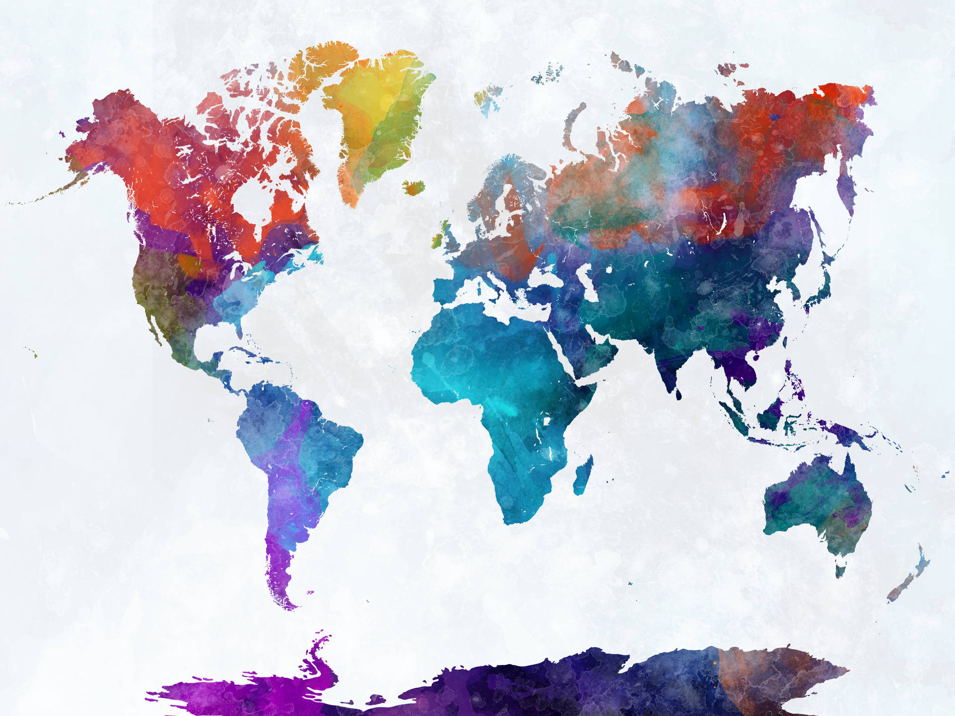 World Map 4k Vivid Watercolors Background