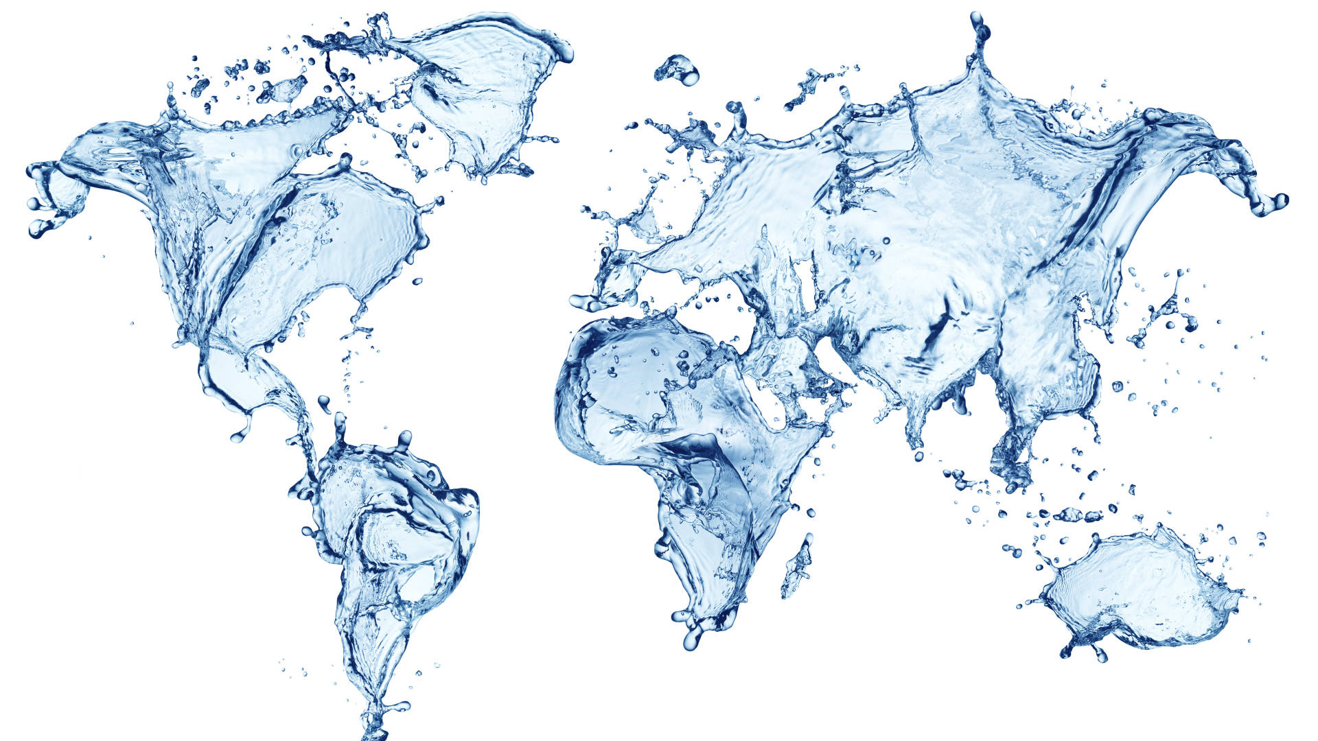 World Map Created From Water Droplets On Desktop Background