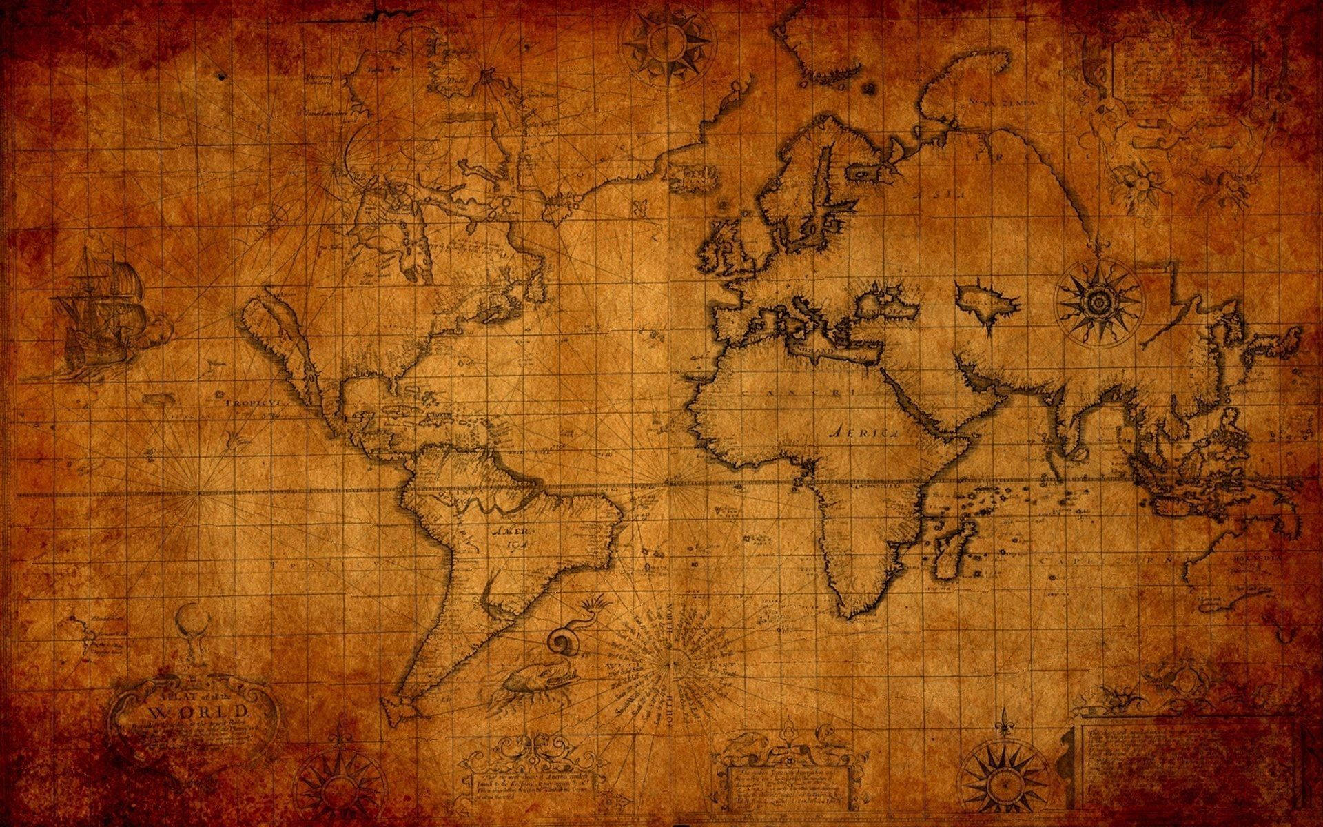 World Map In Old Paper