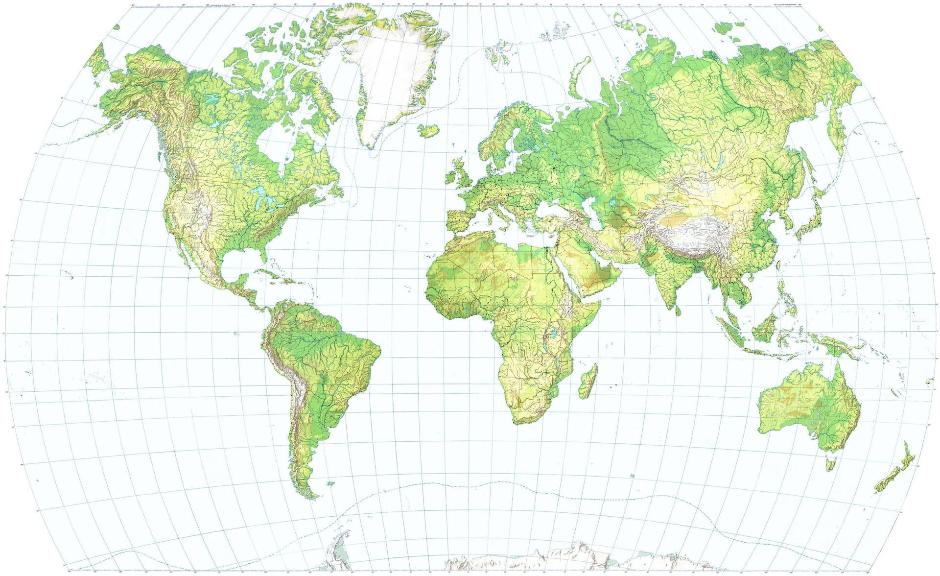 World Map Physical Projection Background