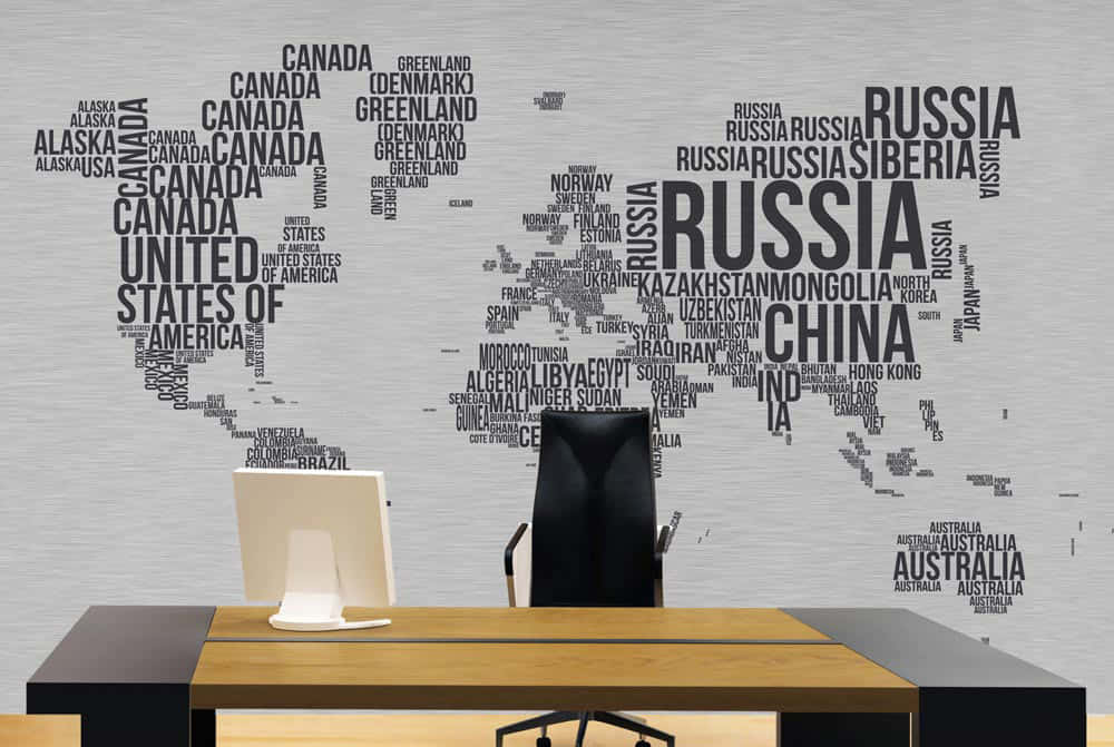 World Map Wall Art Office Decor Background