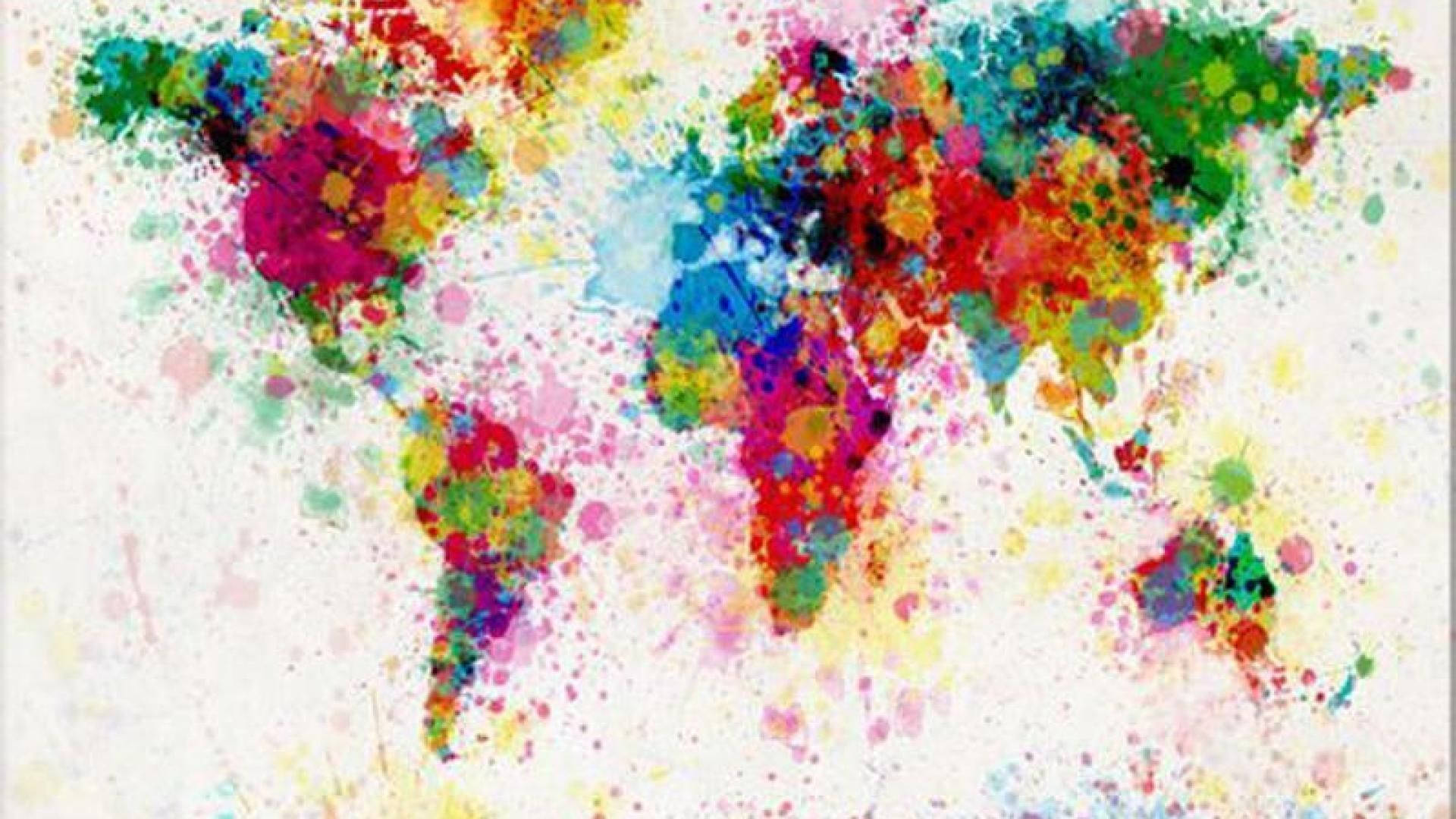 World Map Watercolor Art Background