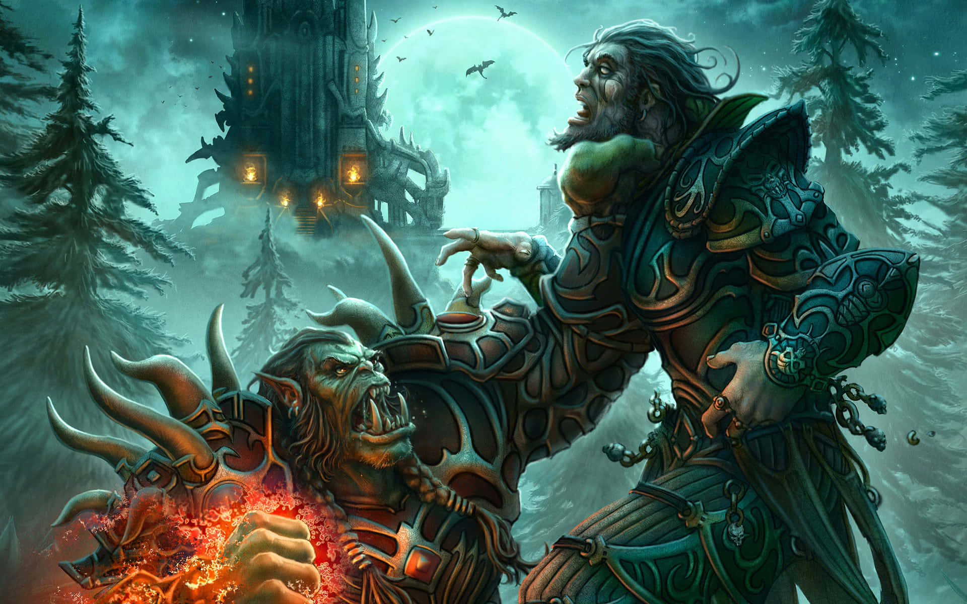 World Of Warcraft - A Man And A Demon Fighting Background
