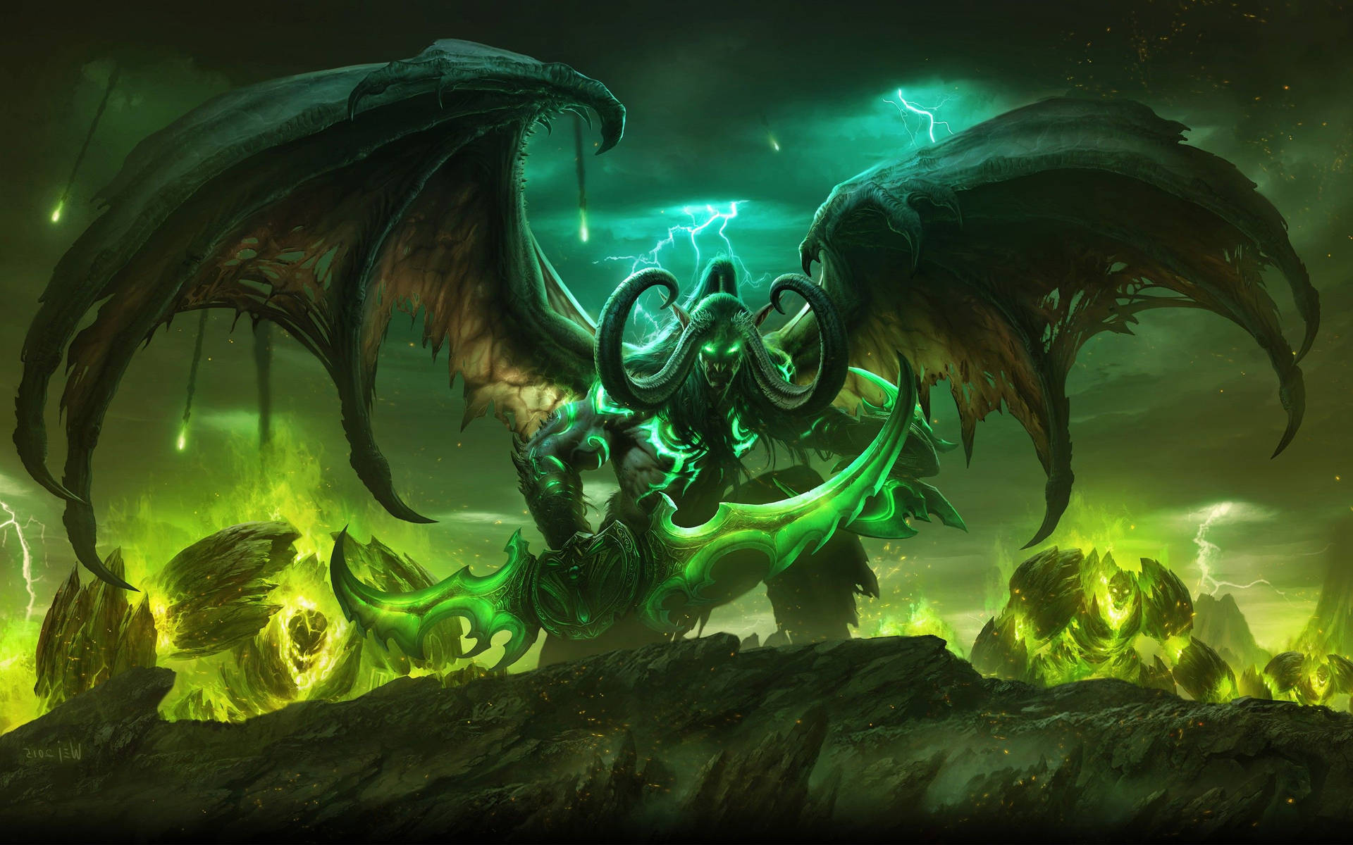 World Of Warcraft Legion Illidan Green Power Background