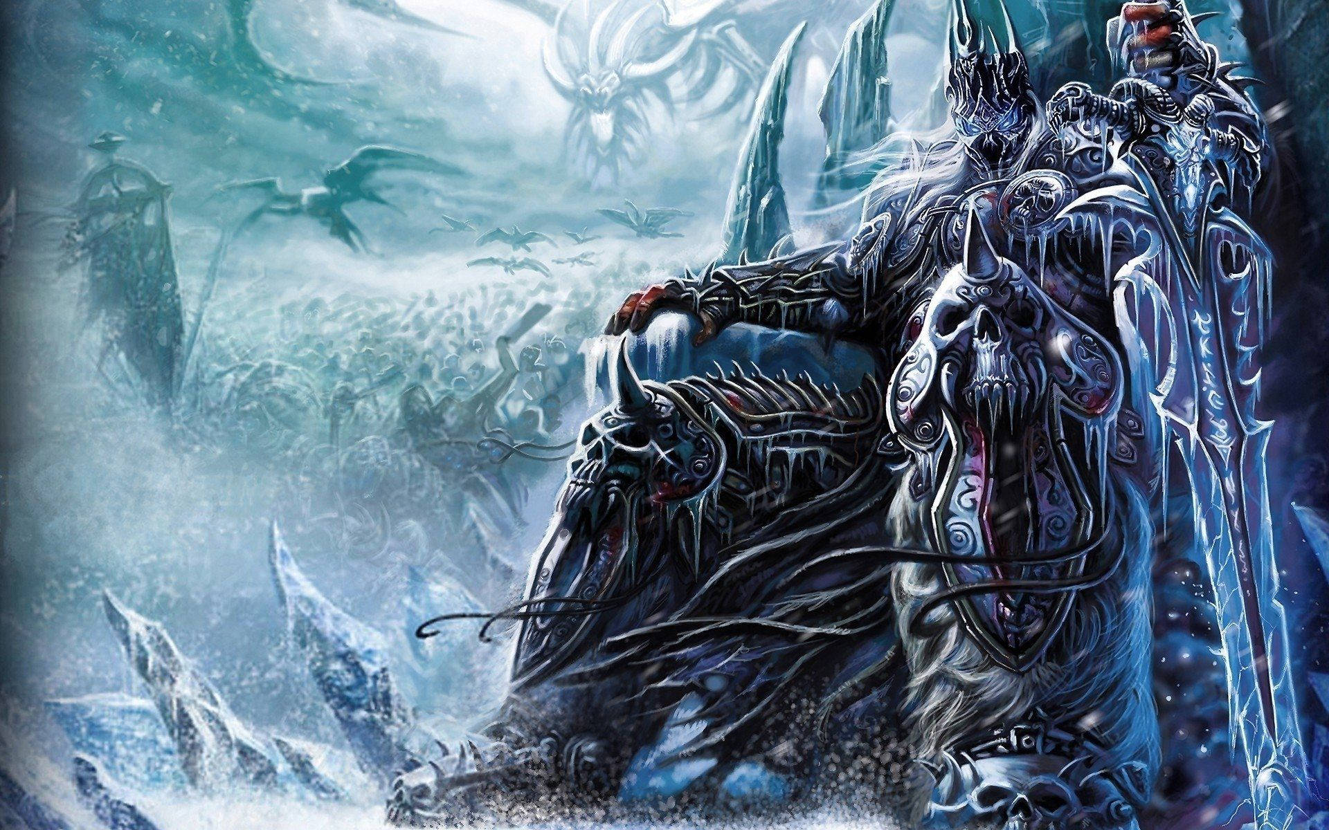 World Of Warcraft Lich King Arthas Icy Throne Background