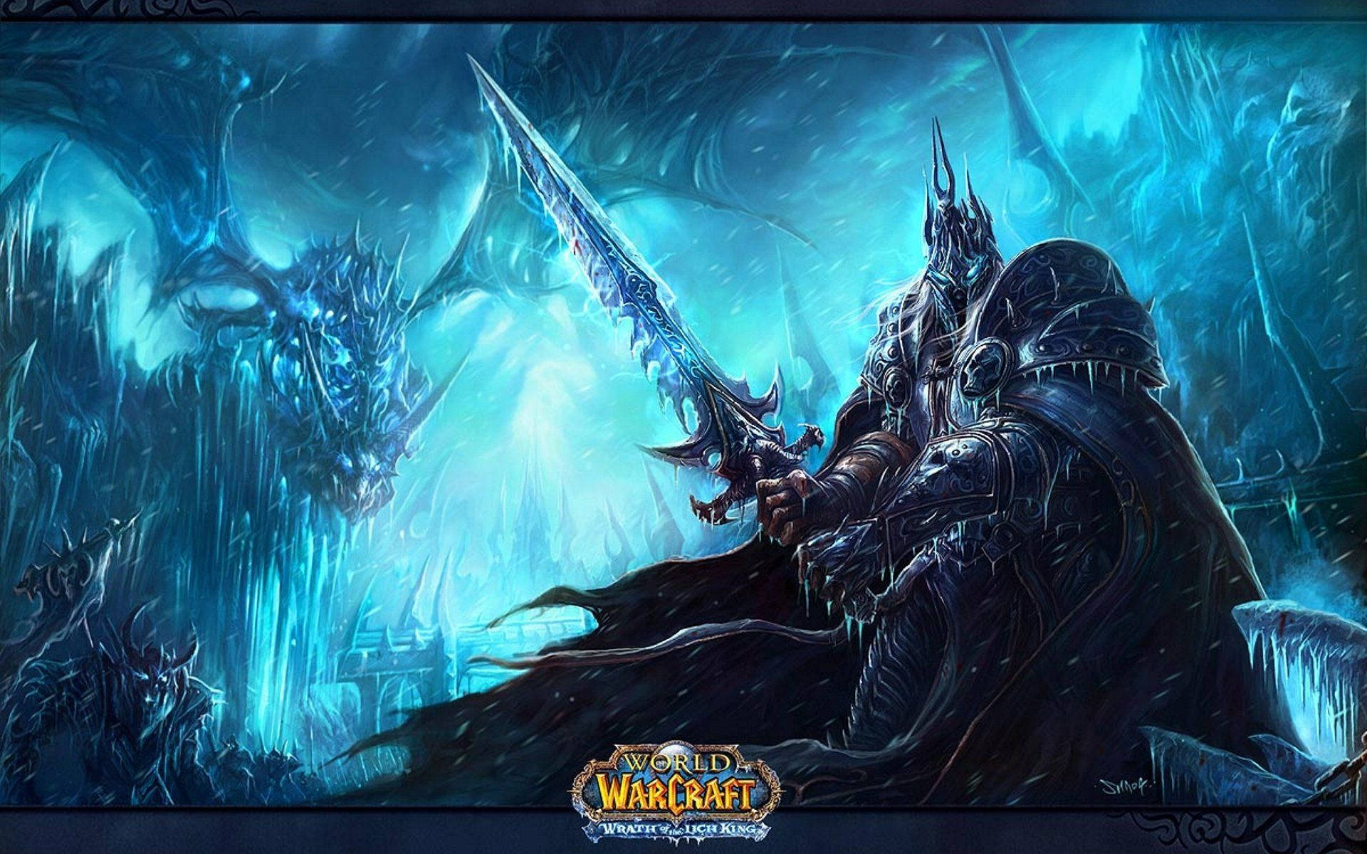 World Of Warcraft Wrath Of The Lich King Arthas On Ice Background