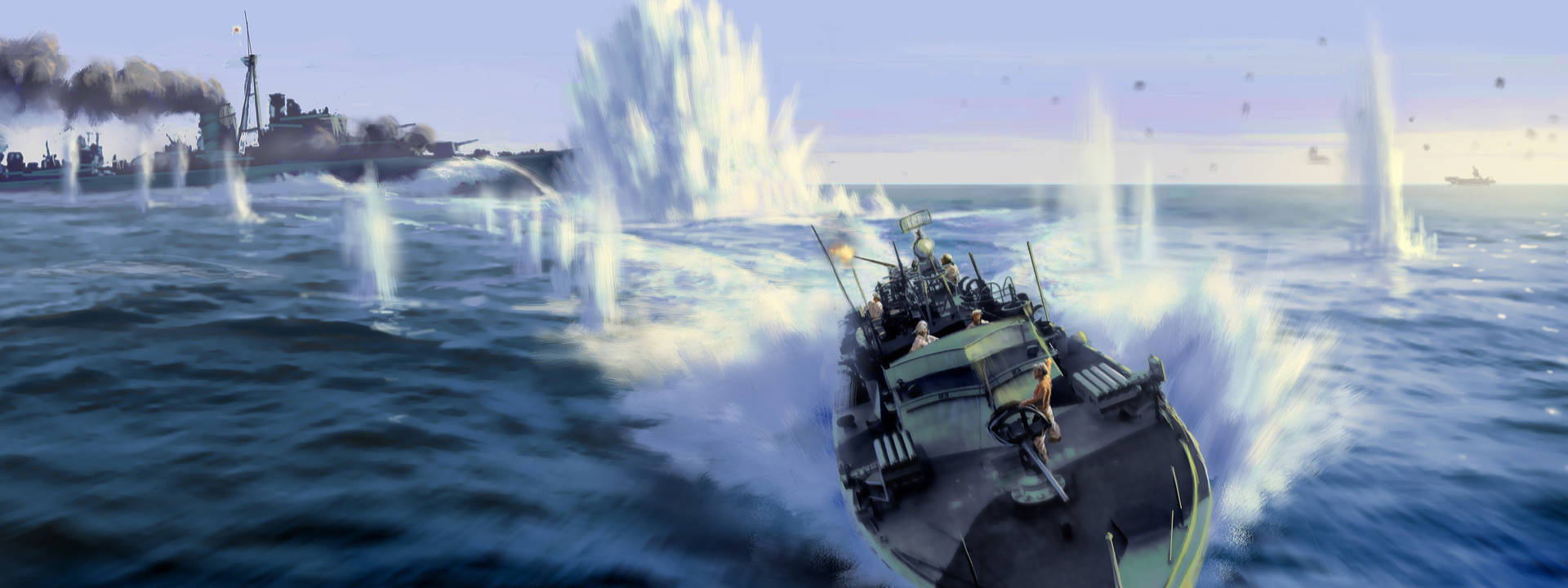 World Of Warships Gaming Dual Screen Background