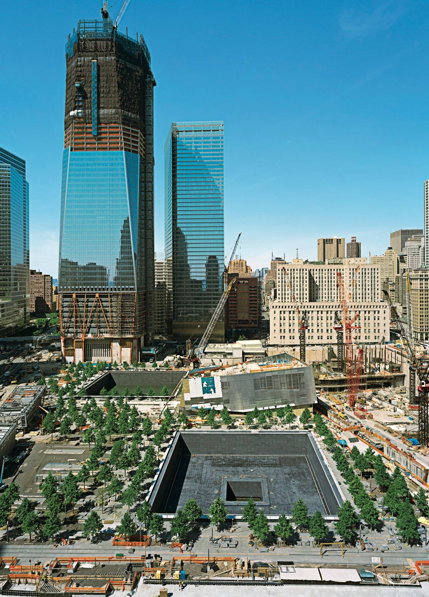 World Trade Center Blue Reflection Background