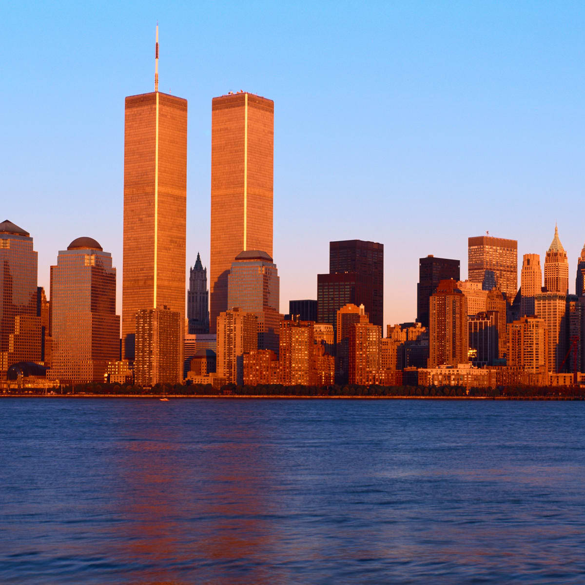 World Trade Center Golden Sunset Background