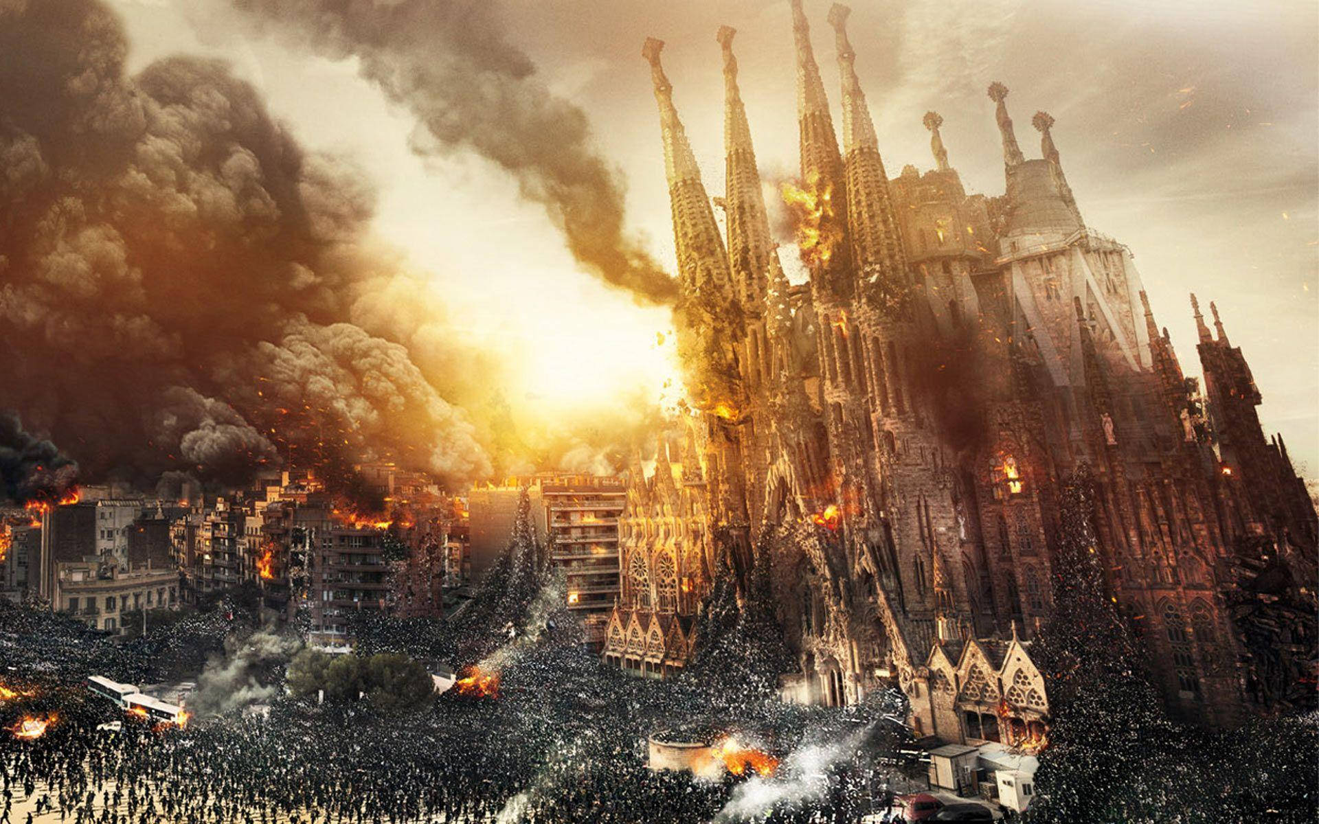World War Z Destroying Sagrada Familia Background
