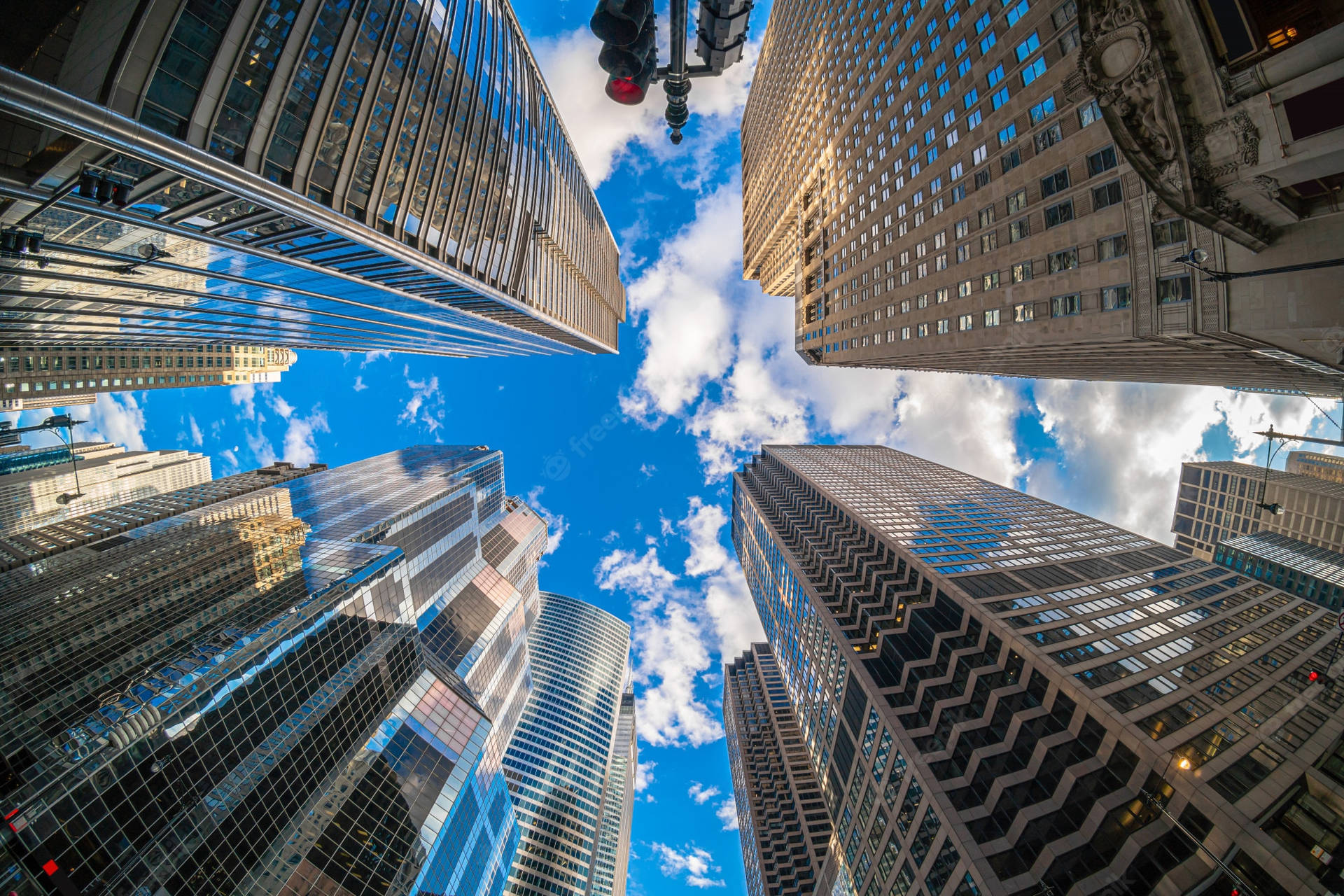 Worm's-eye View Of Illinois Skyscrapers Background