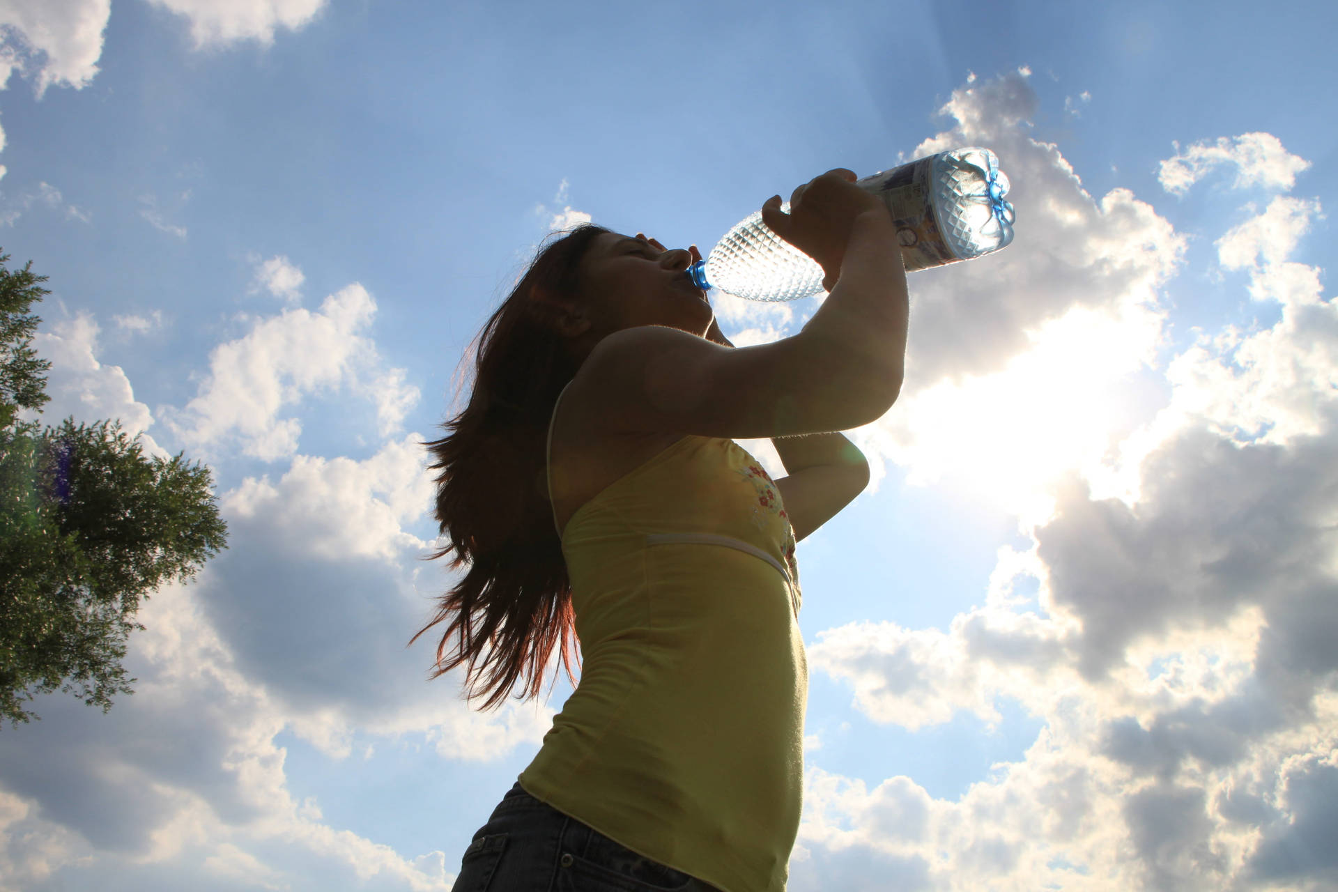 Worm's-eye View Woman Drinking Water