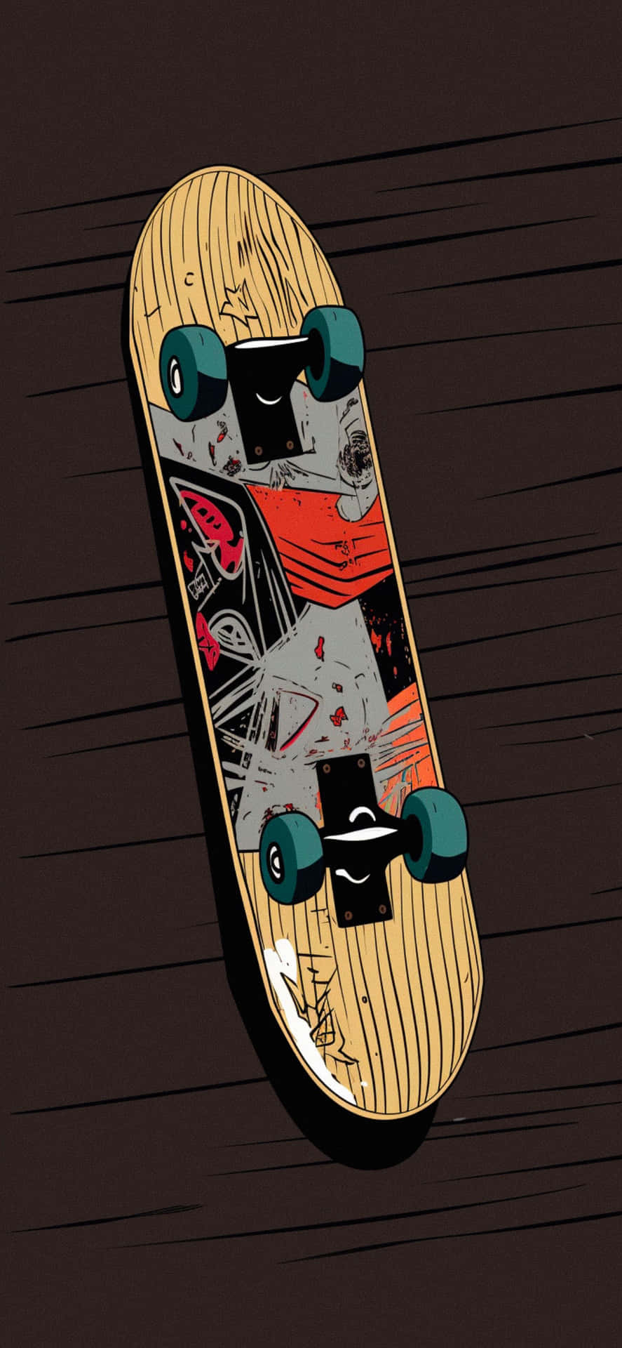 Worn Skateboard Artistic Design Background