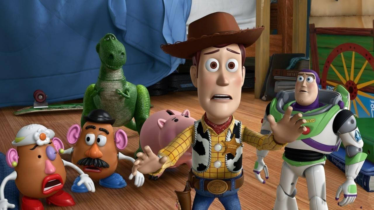 Worried Woody And Toys Background