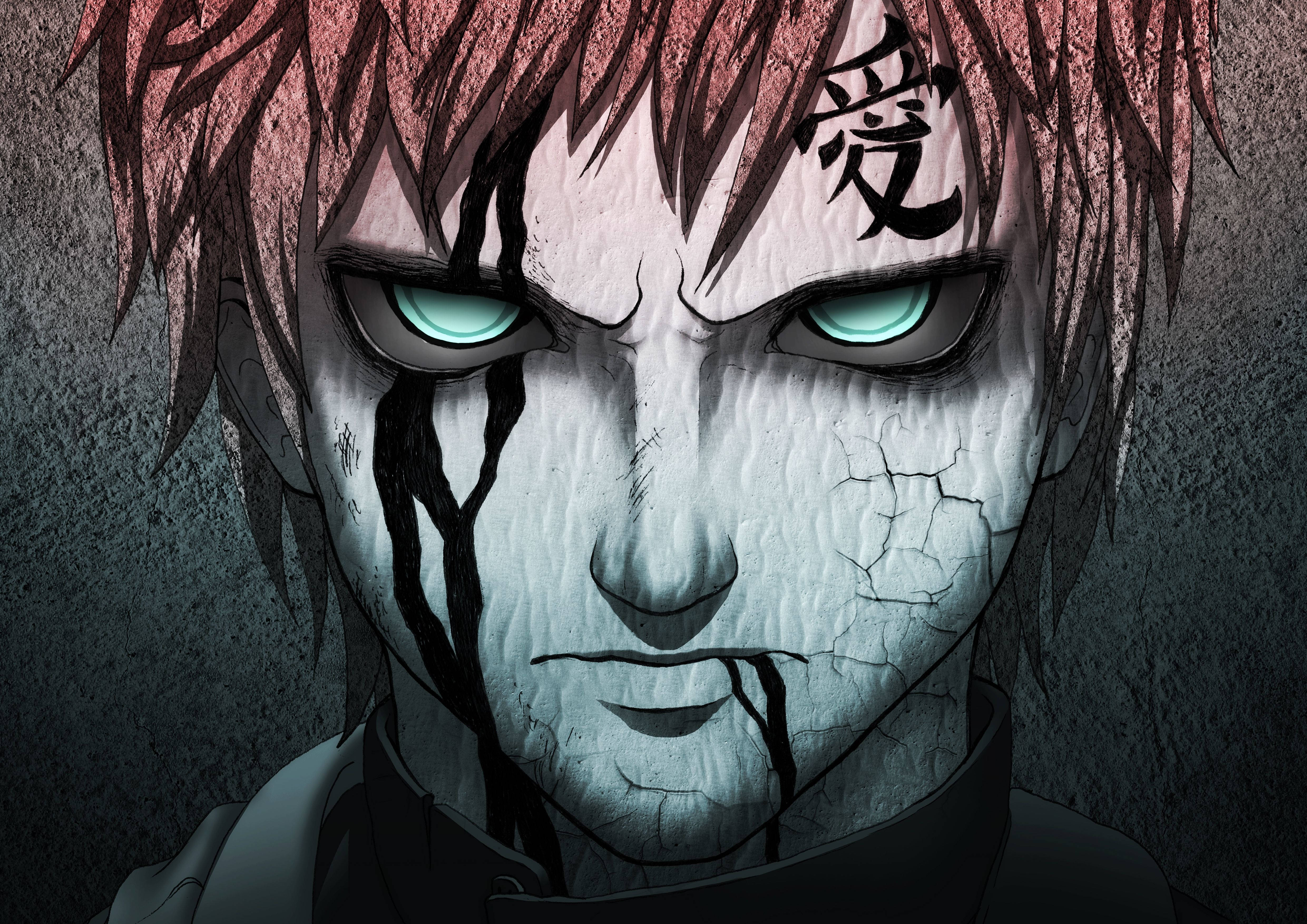 Wounded Gaara Face From Anime Naruto Background