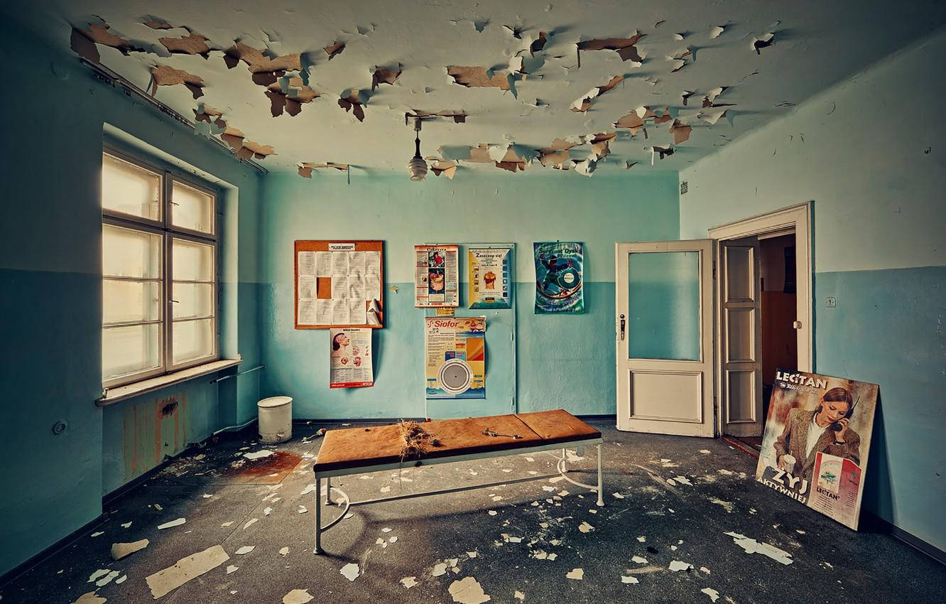 Wrecked Small Hospital Room Background