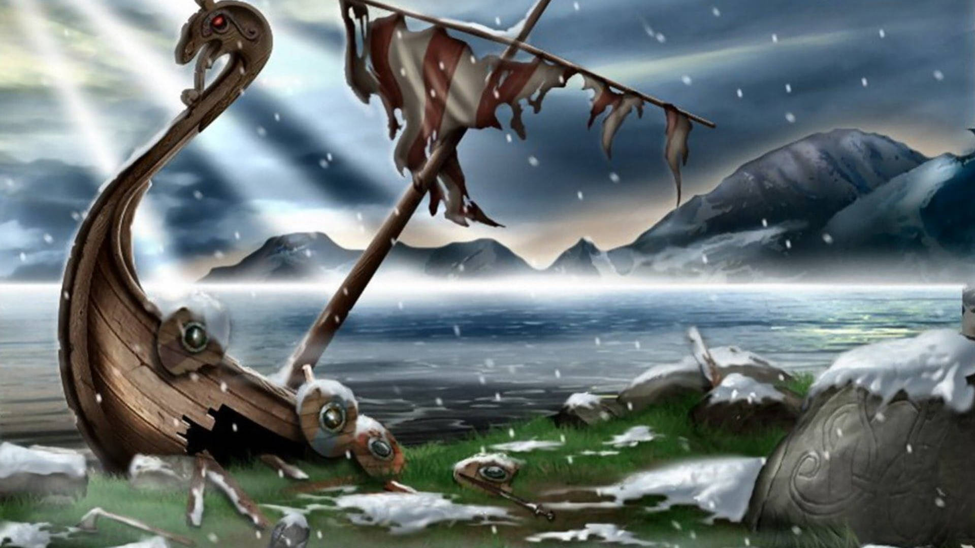 Wrecked Viking Ship Background