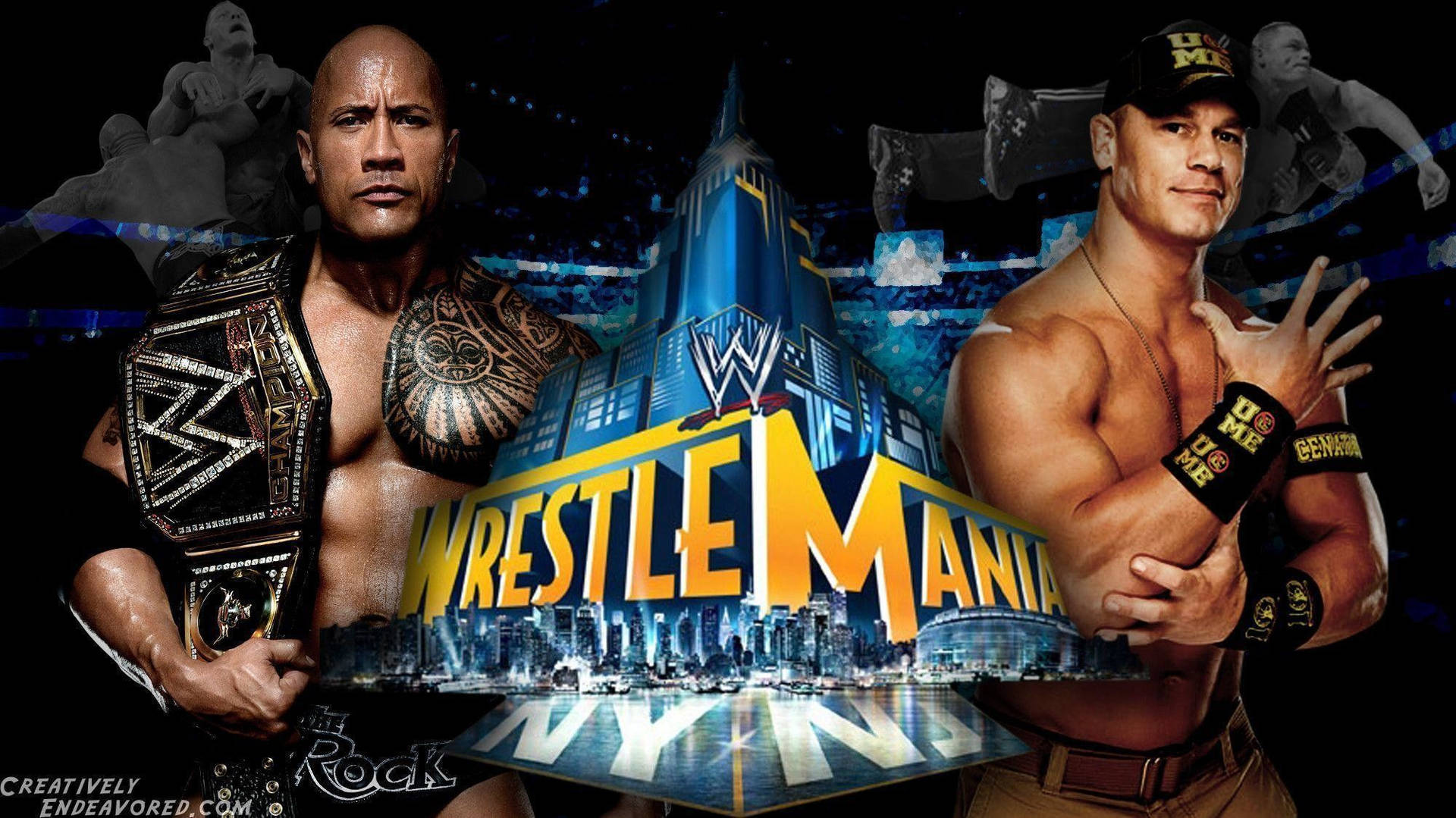 Wrestlemania The Rock Versus John Cena Background