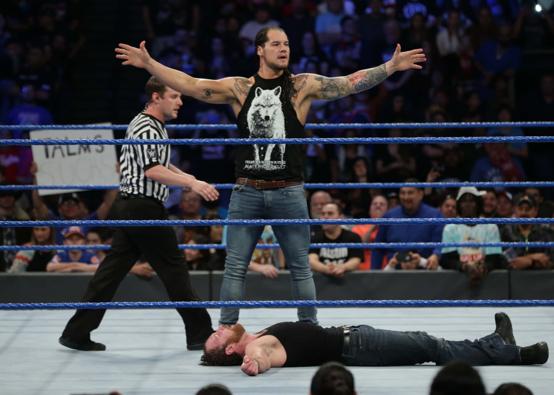 Wrestler Baron Corbin Defeating Dean Ambrose