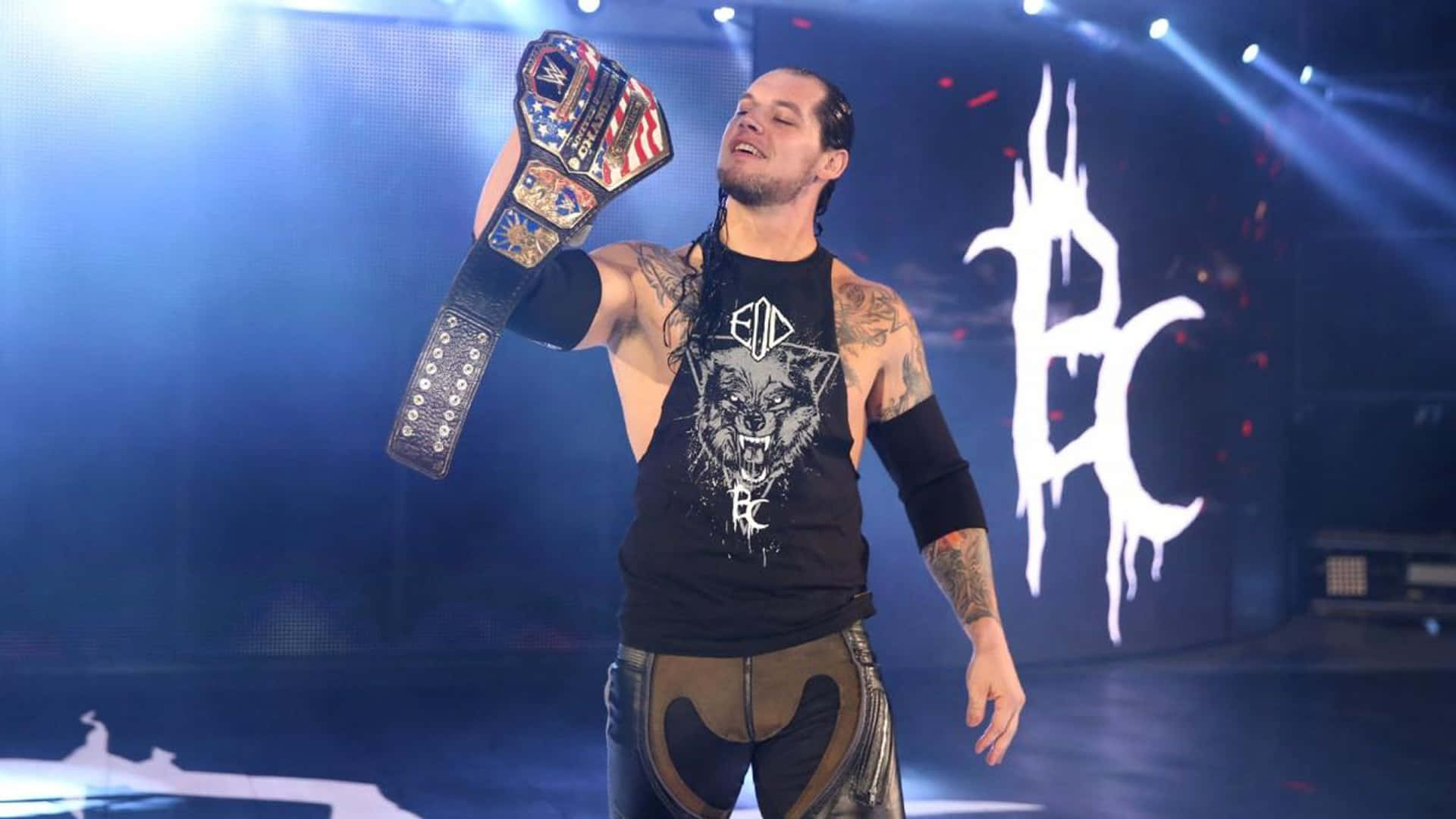 Wrestler Baron Corbin With Championship Belt