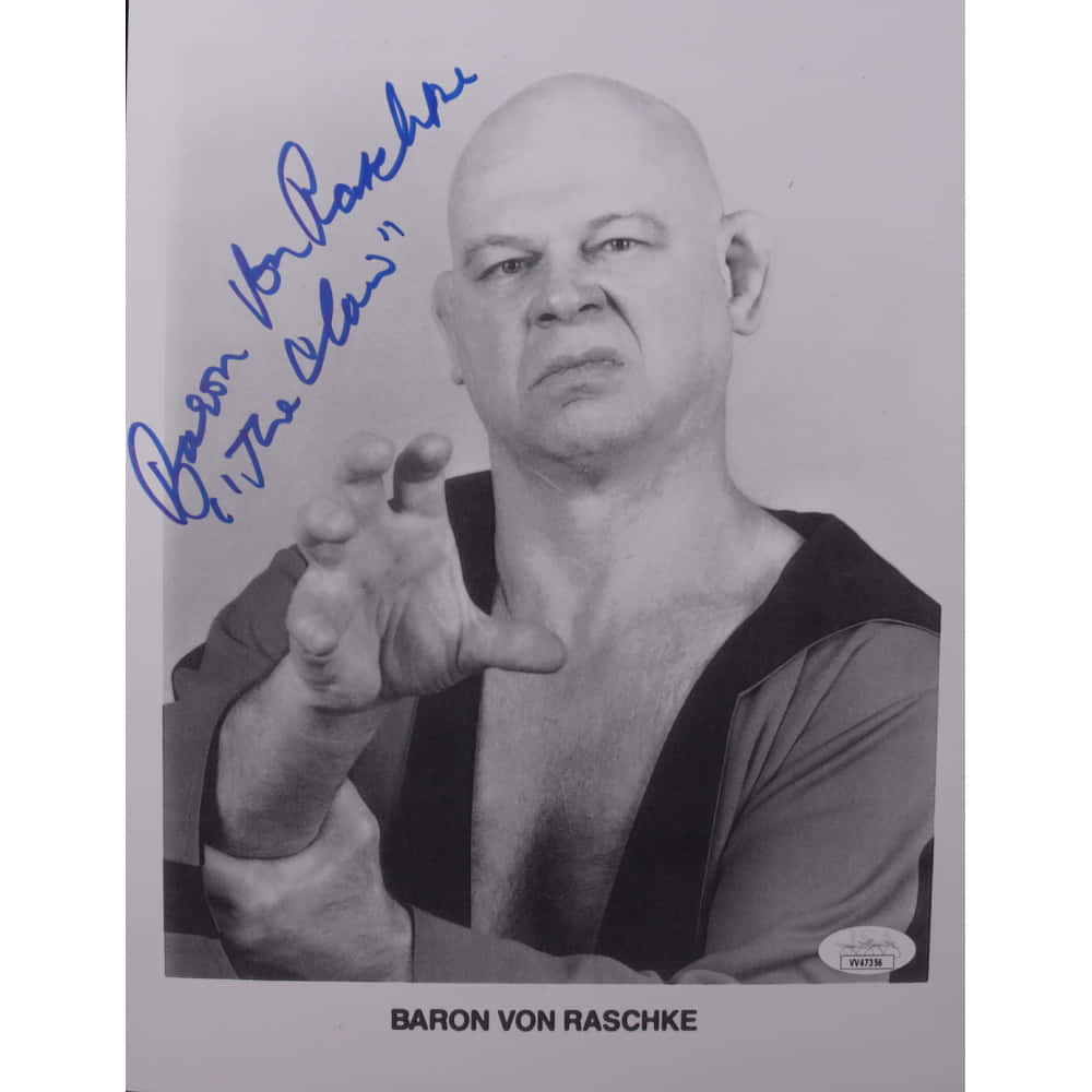 Wrestler Baron Von Raschke Old Signed Portrait Background