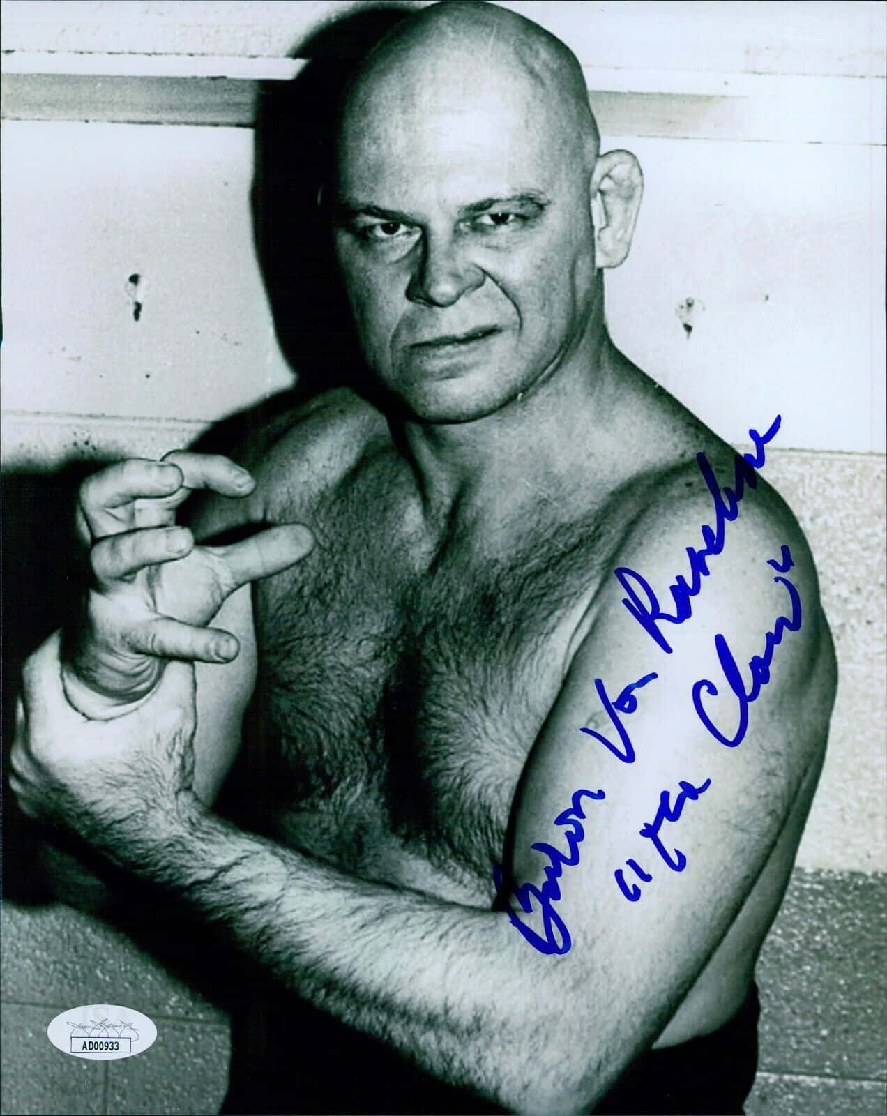Wrestler Baron Von Raschke Vintage Signed Portrait Background