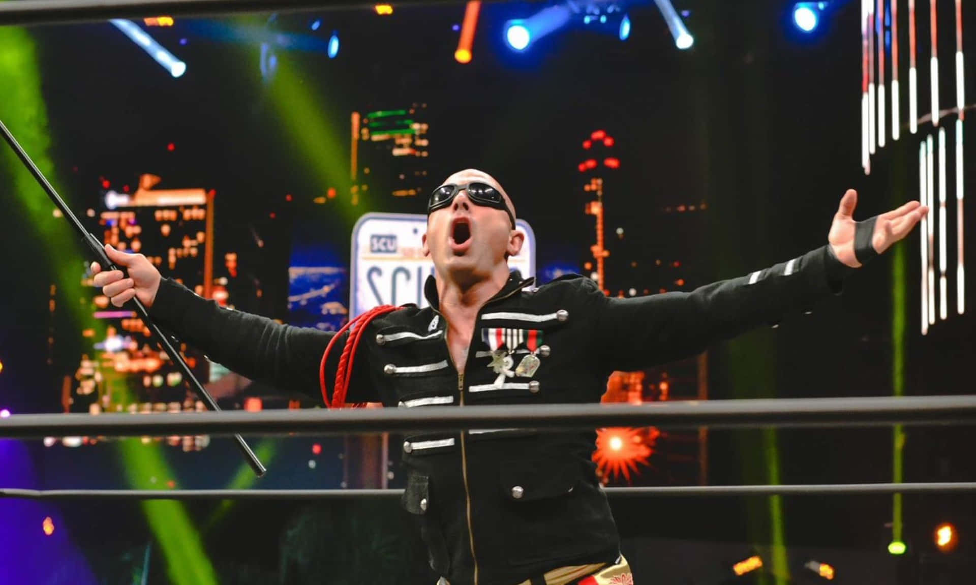 Wrestler Entrance Poseat Ring Background