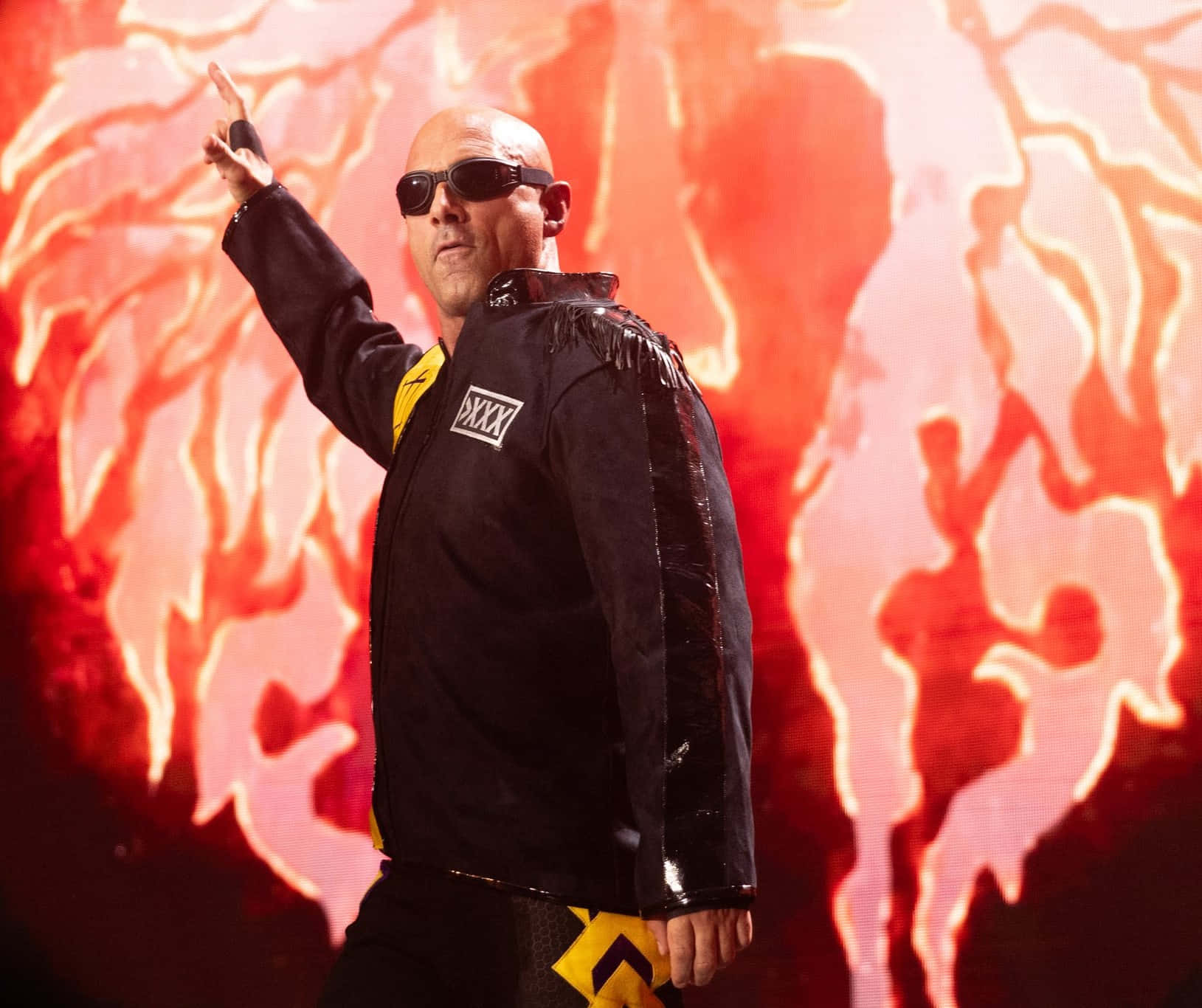 Wrestler Entrance With Fire Backdrop Background