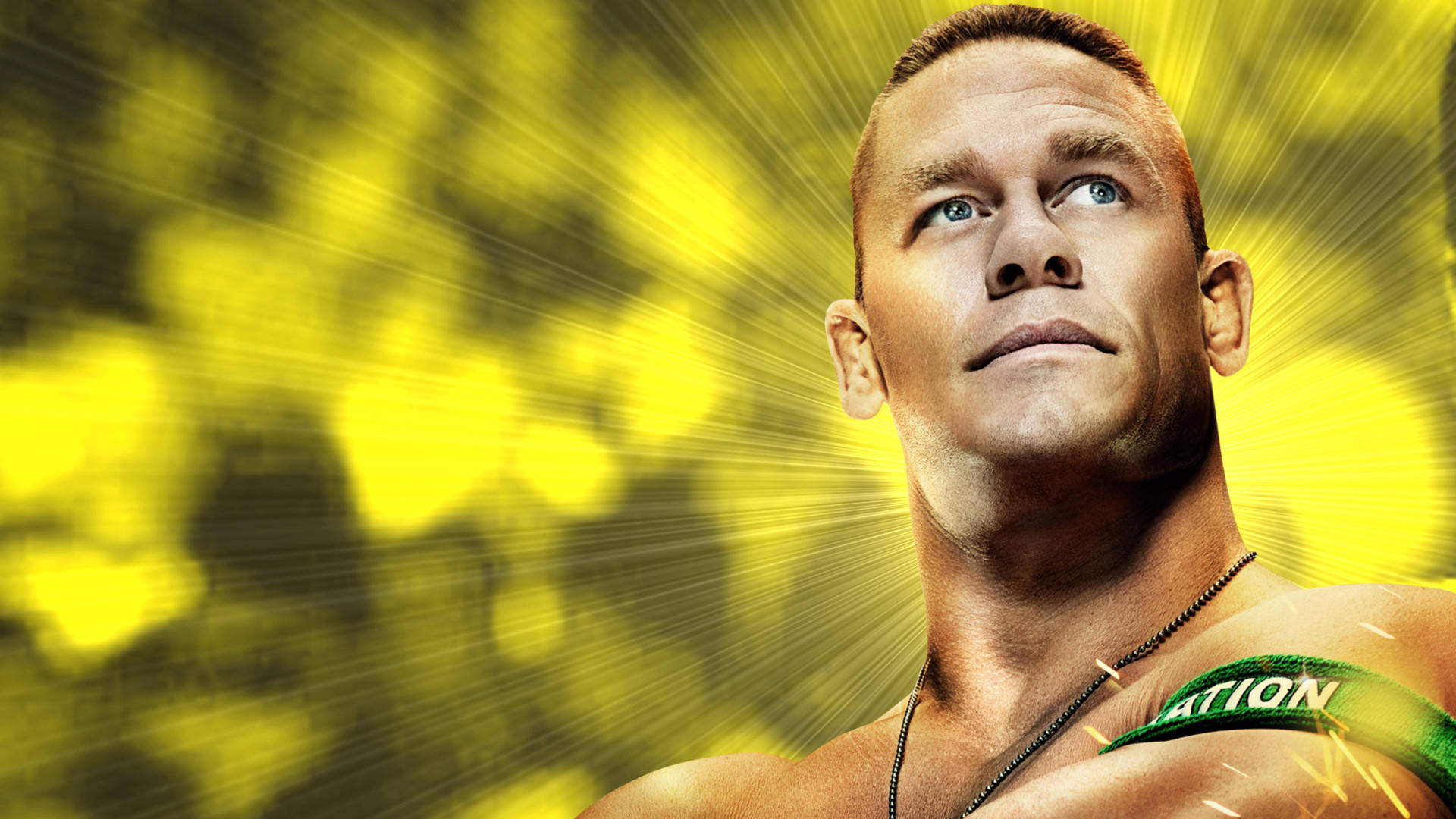 Wrestler John Cena Under Yellow Lights Background