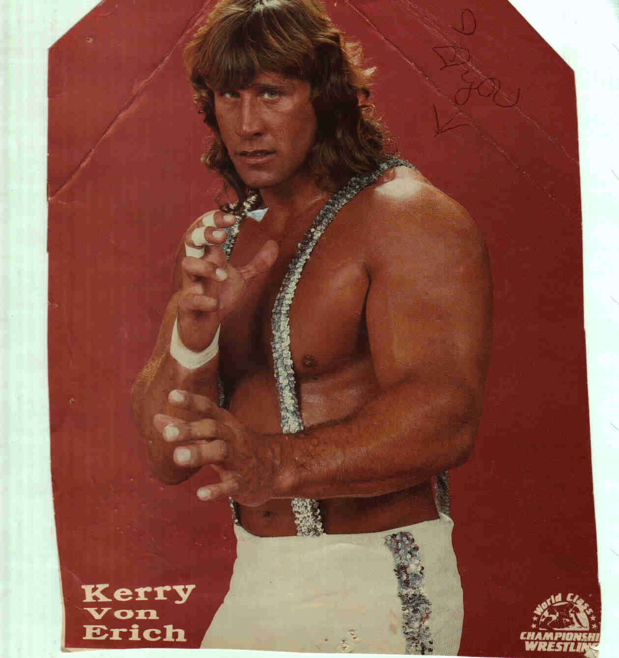 Wrestler Kerry Von Erich Fighting Stance Background