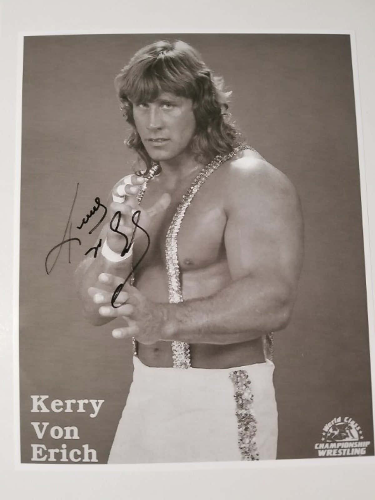 Wrestler Kerry Von Erich Grayscale Portrait Background