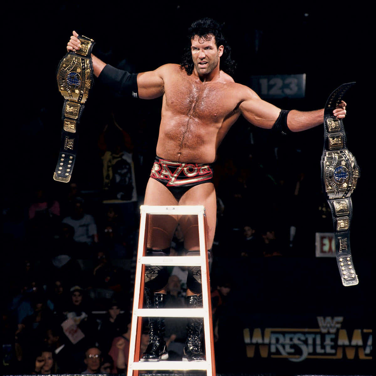Wrestler Scott Hall With Championship Belts