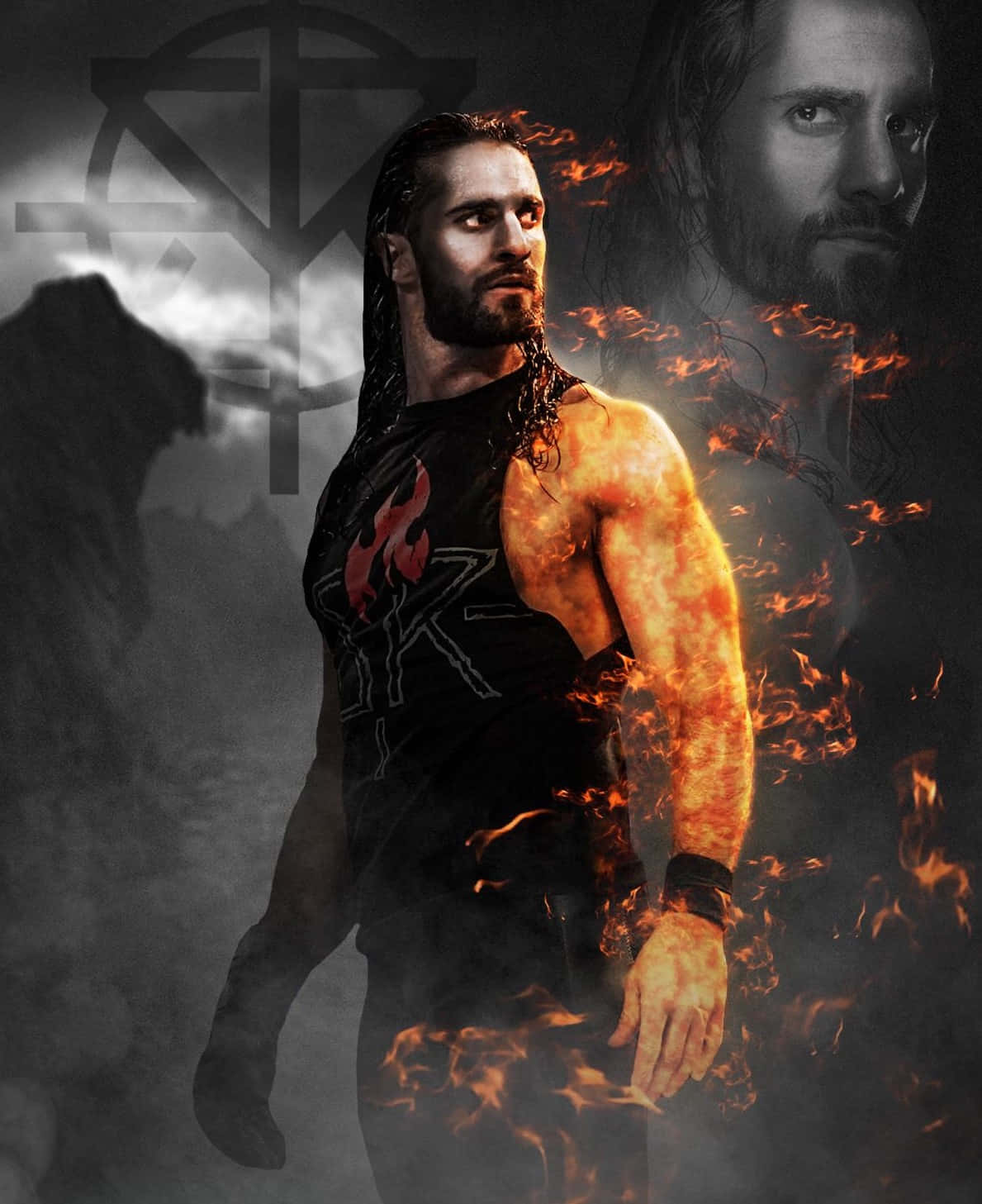 Wrestler Seth Rollins In Black Shirt Background