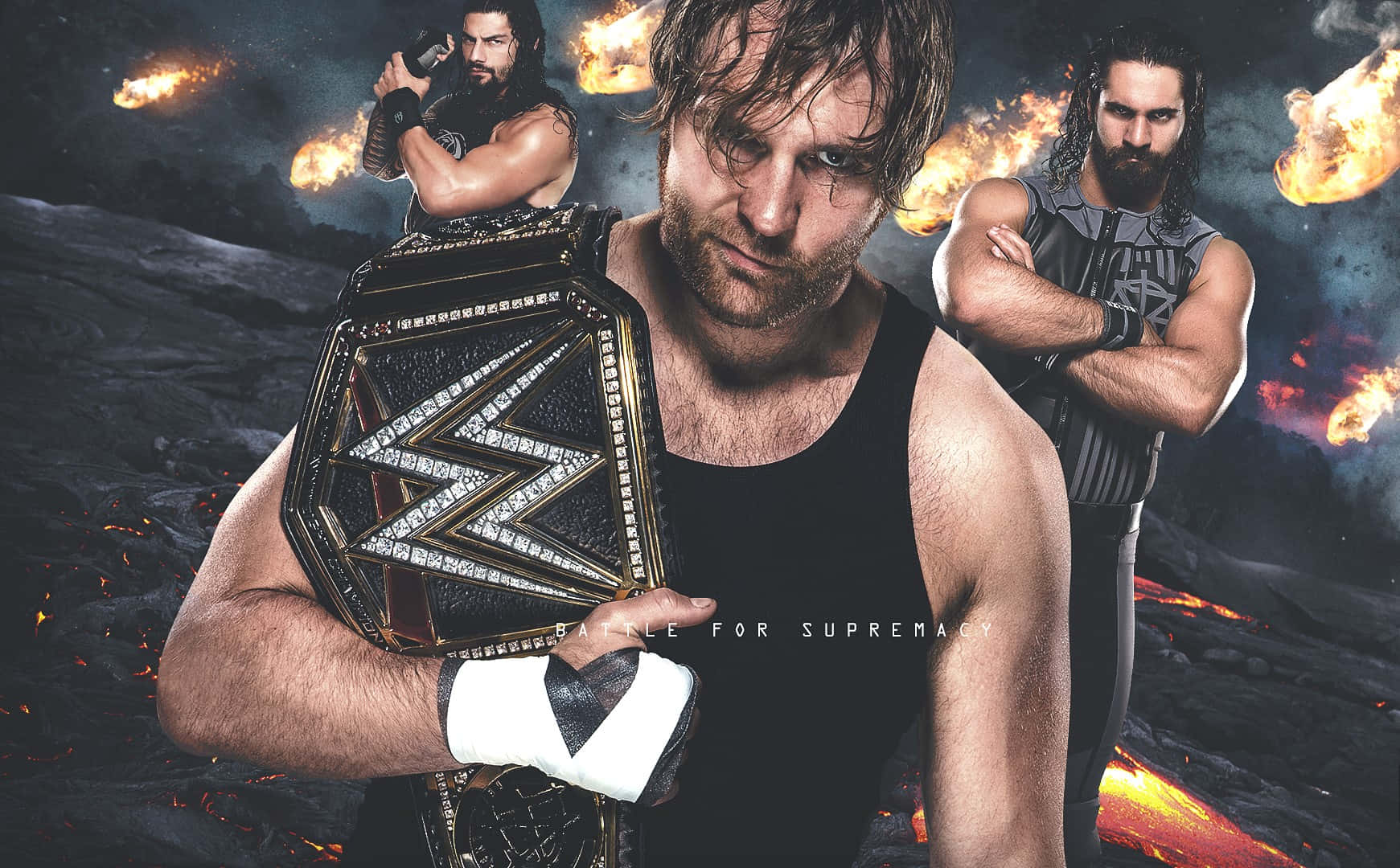 Wrestler Seth Rollins With Dean Ambrose Background