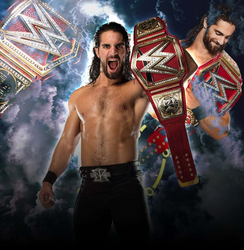 Wrestler Seth Rollins With Heavyweight Belt