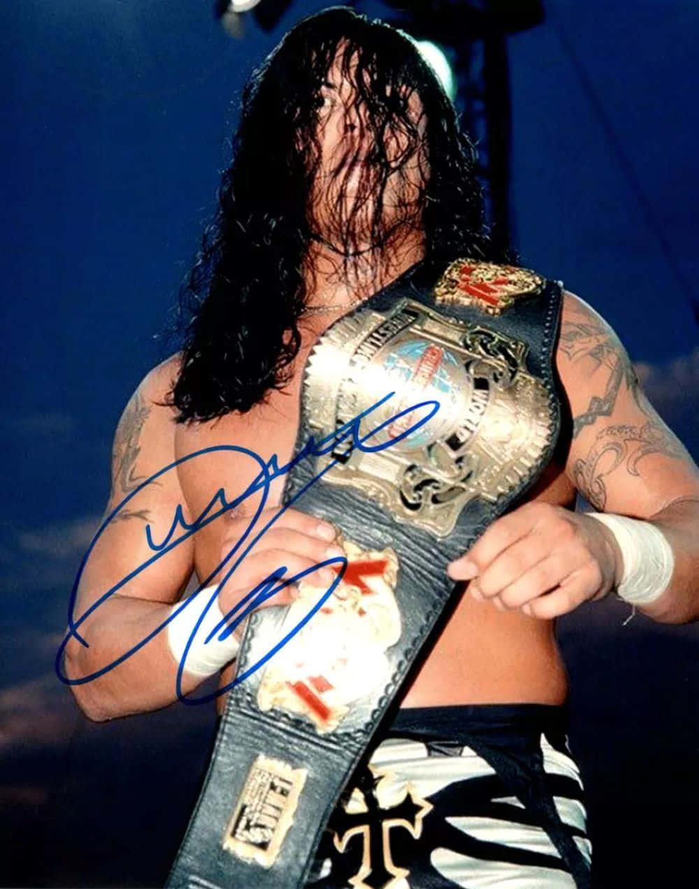 Wrestler_with_ Championship_ Belt_ Autographed_ Photo Background