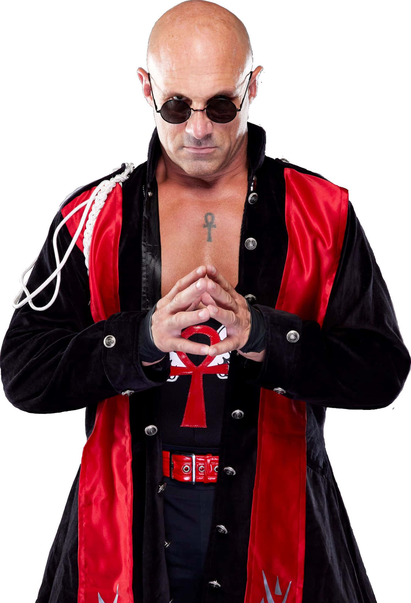 Wrestlerin Blackand Red Attire Background