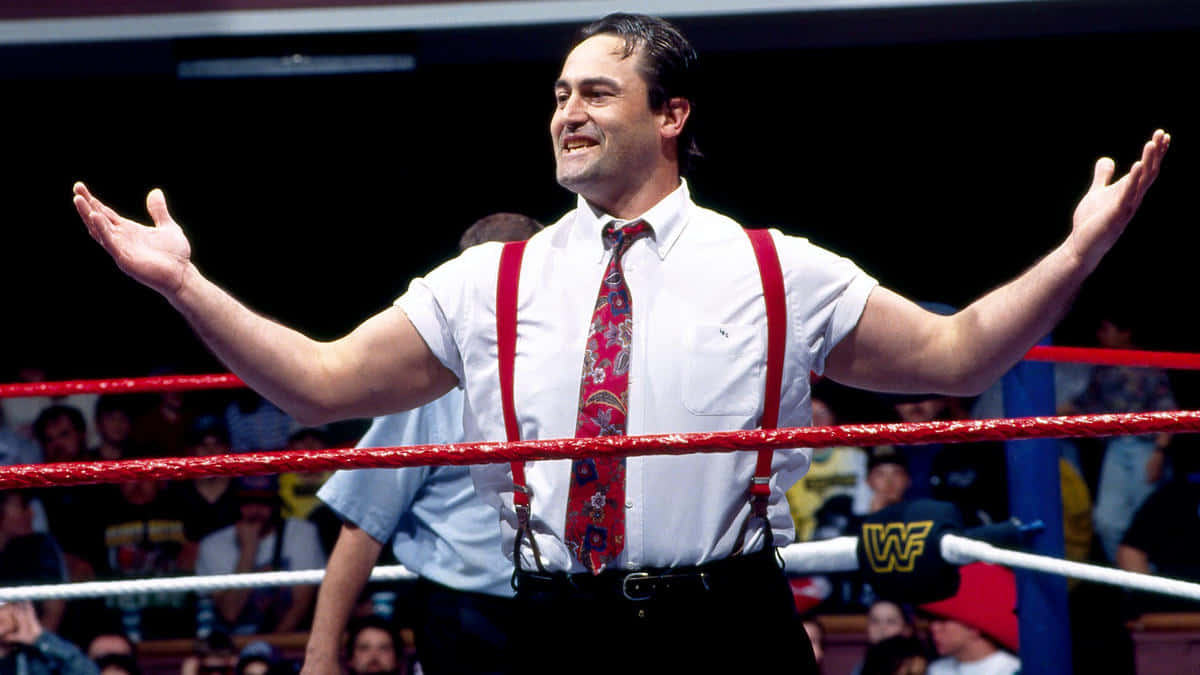 Wrestlerin Corporate Attirein Ring Background