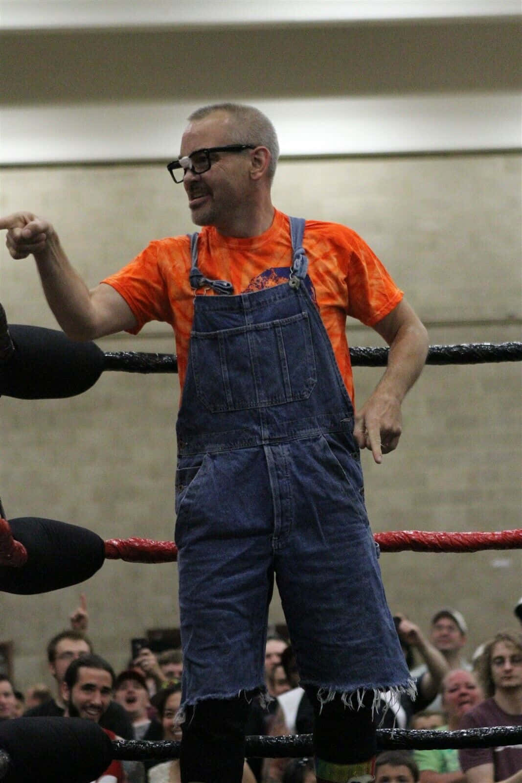 Wrestlerin Overalls Celebrating Background