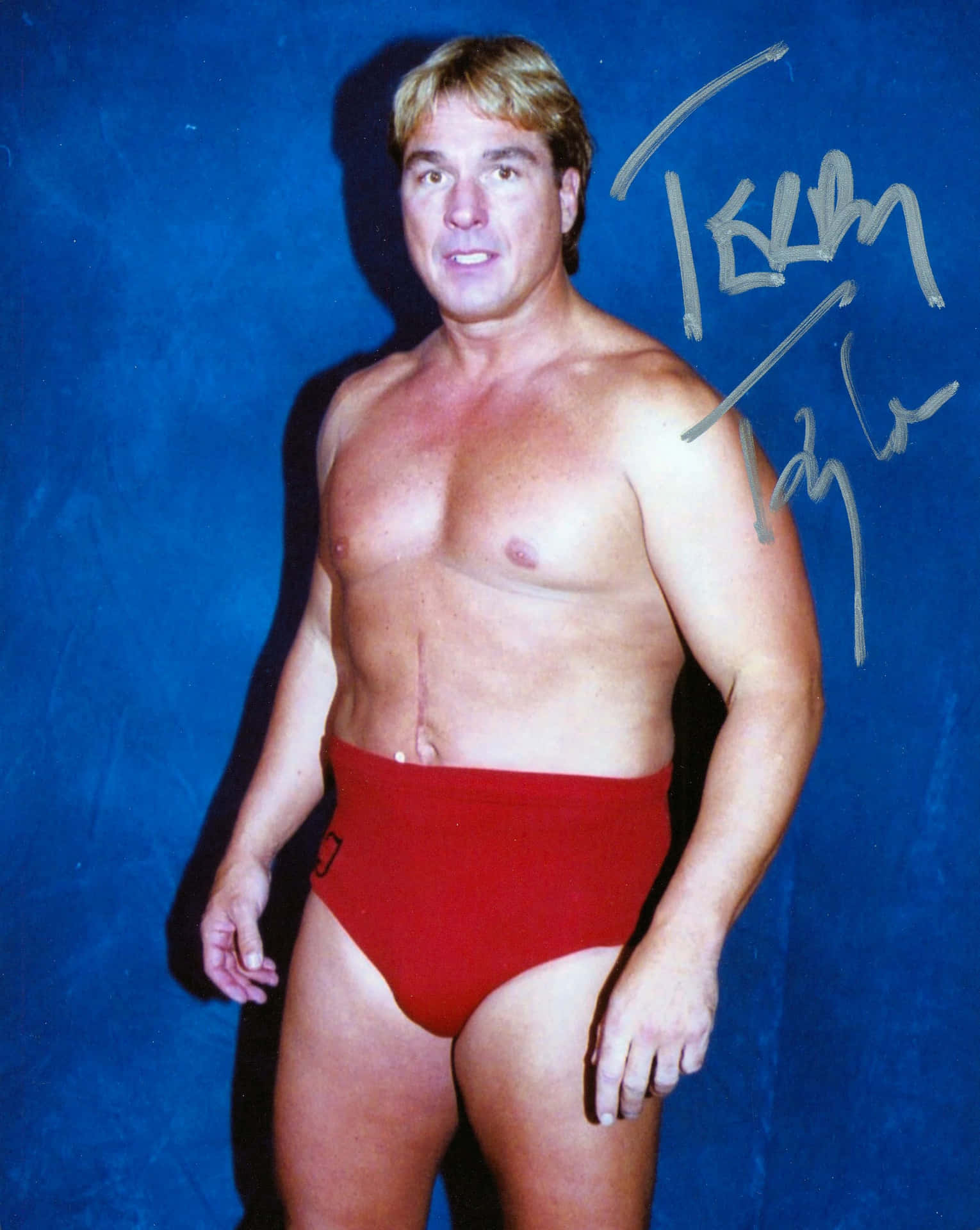 Wrestlerin Red Trunks Background