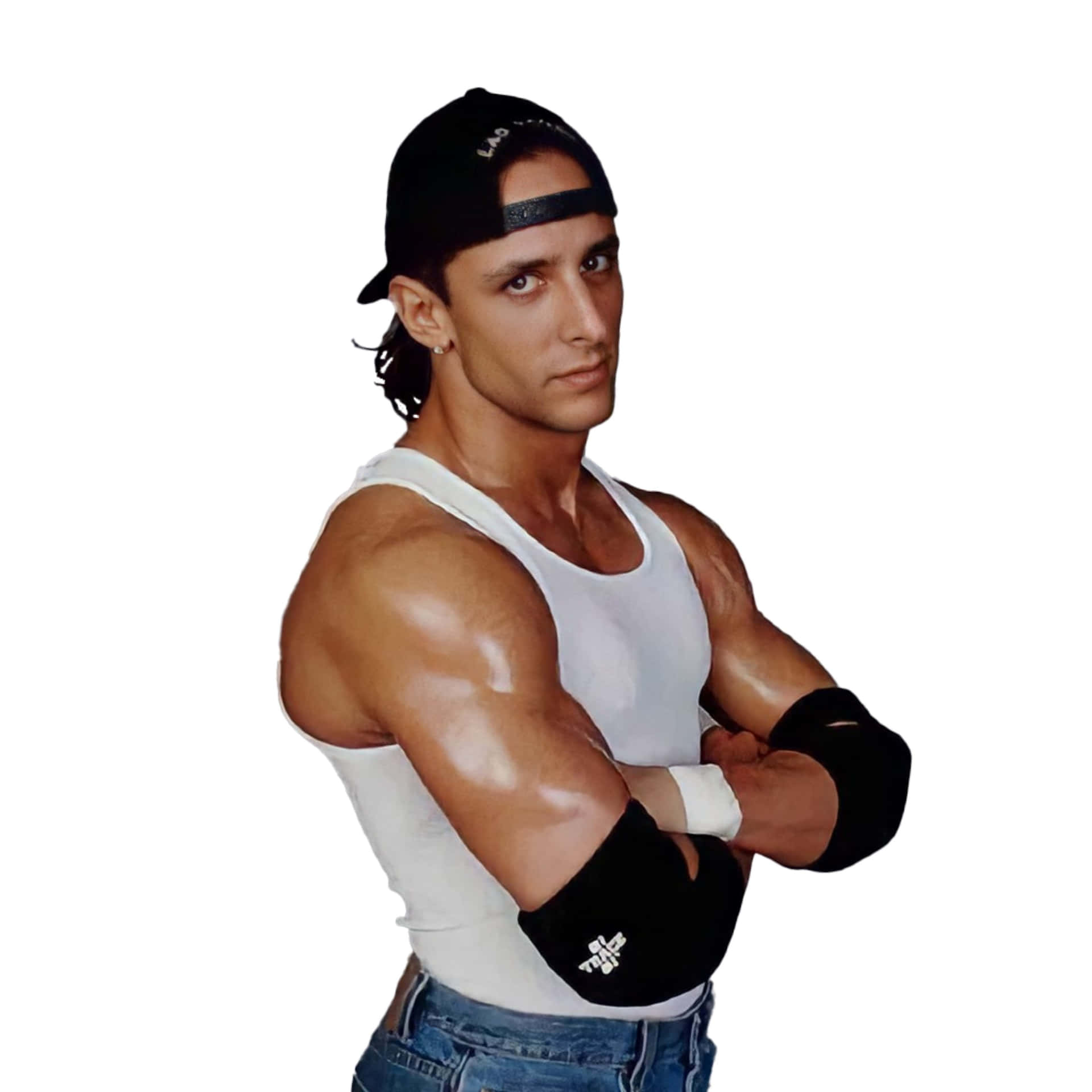 Wrestlerin White Tank Topand Baseball Cap Background