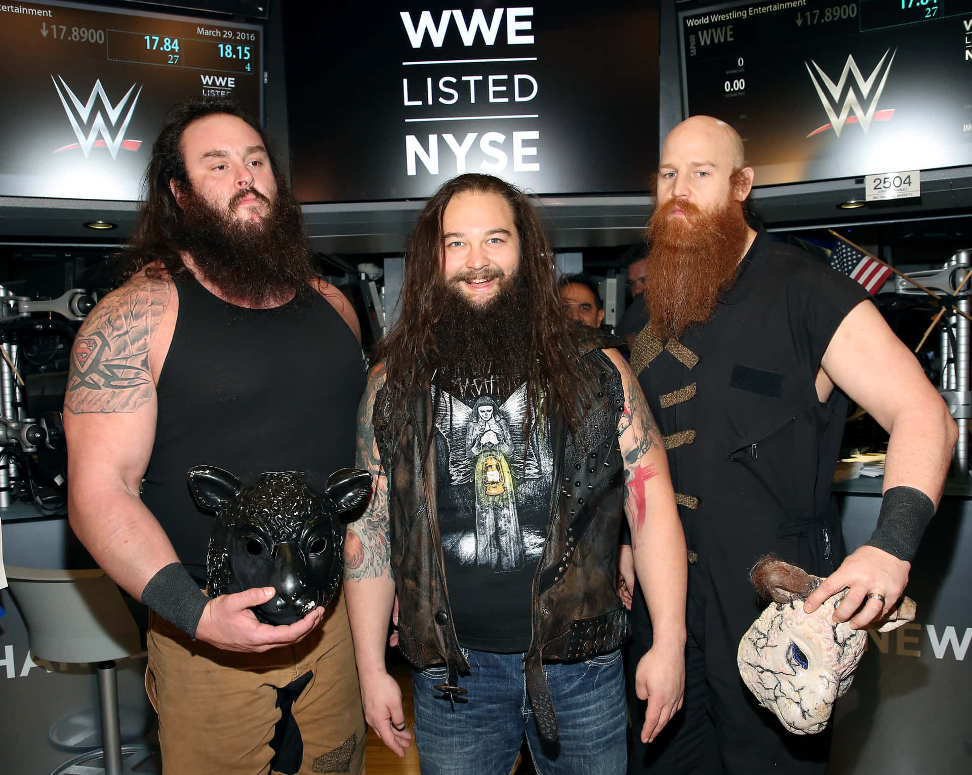 Wrestlers Braun Strowman With Bray Wyatt And Erick Rowan Background