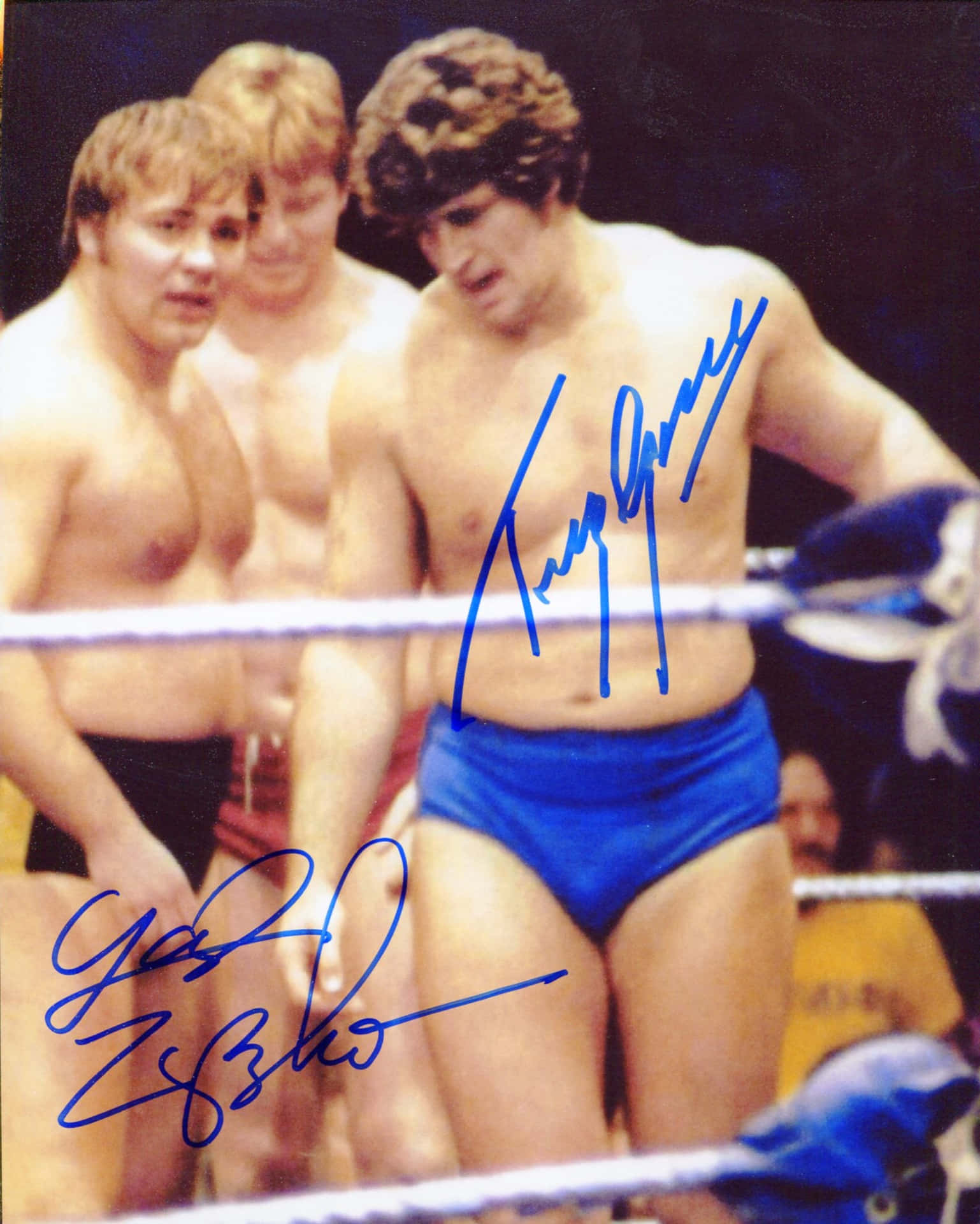 Wrestlers Larry Zbyszko And Tony Garea Autograph Background