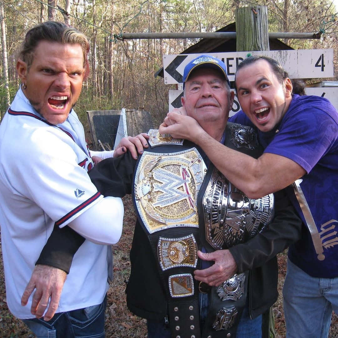 Wrestlers Matt Hardy And Jeff Hardy With Gilbert