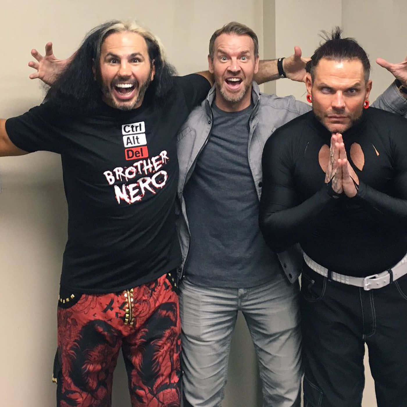 Wrestlers Matt Hardy With Christian Cage And Jeff Hardy