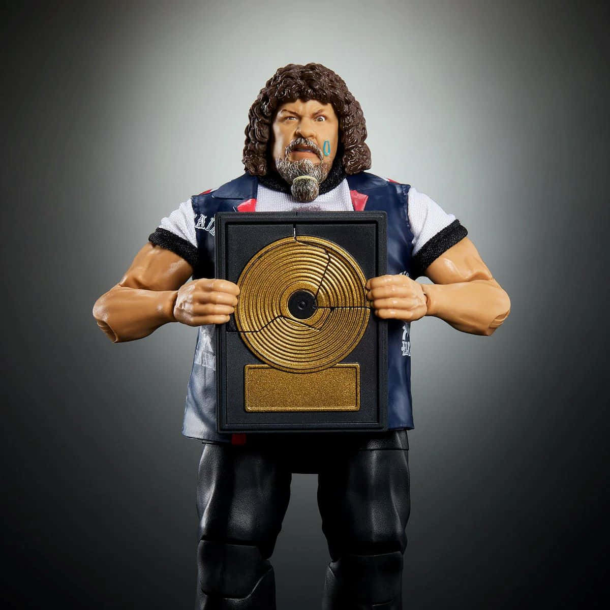 Wrestling_ Figure_ With_ Gold_ Record Background
