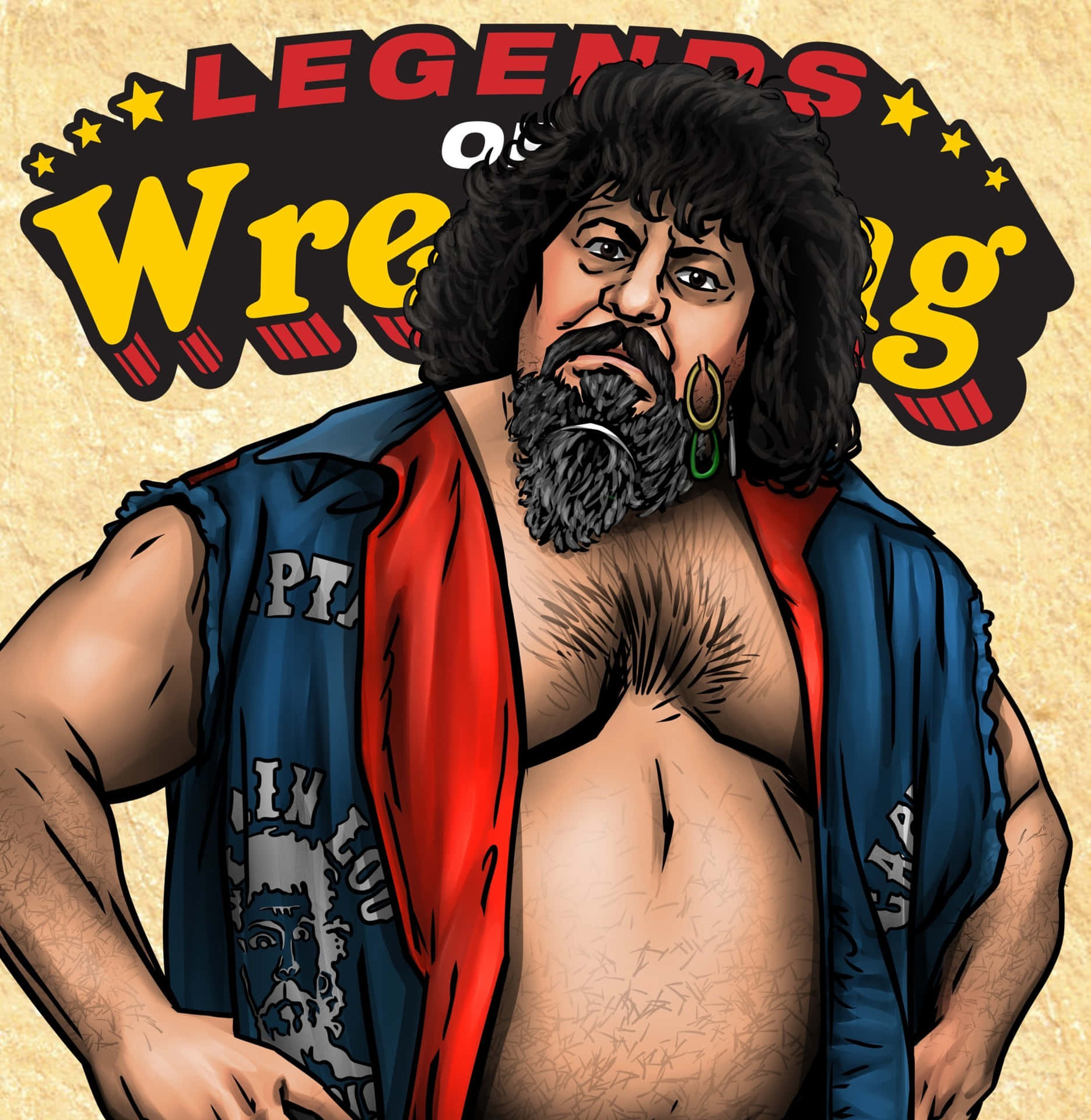 Wrestling_ Legend_ Cartoon_ Portrait Background