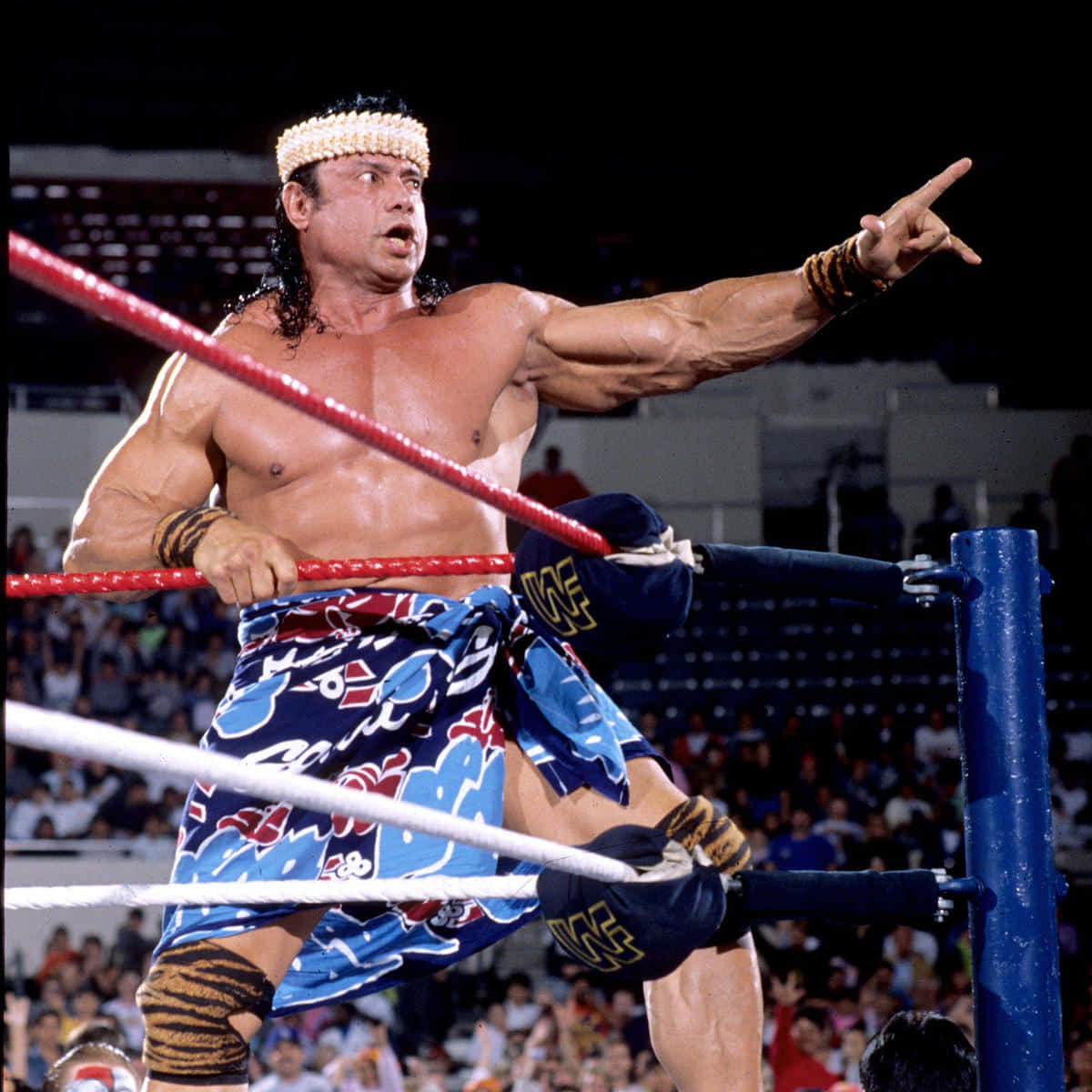 Wrestling Legend Jimmy Snuka In Action Background
